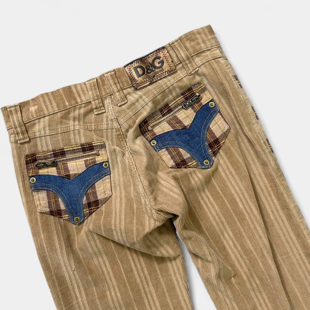 Dolce & Gabbana Checkered Brown Corduroy Pants