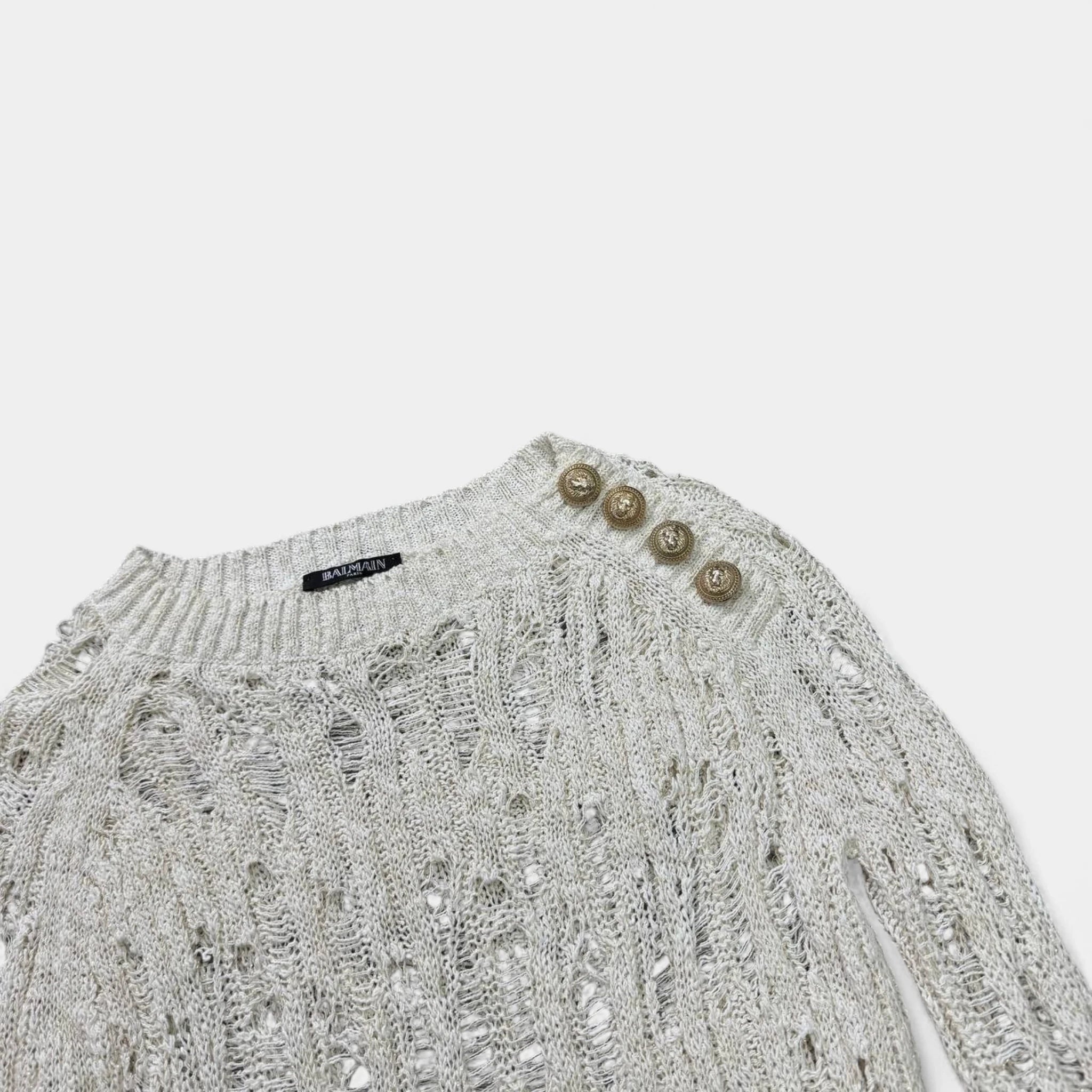 Balmain Olivier Rousteing Distressed Knit Sweater