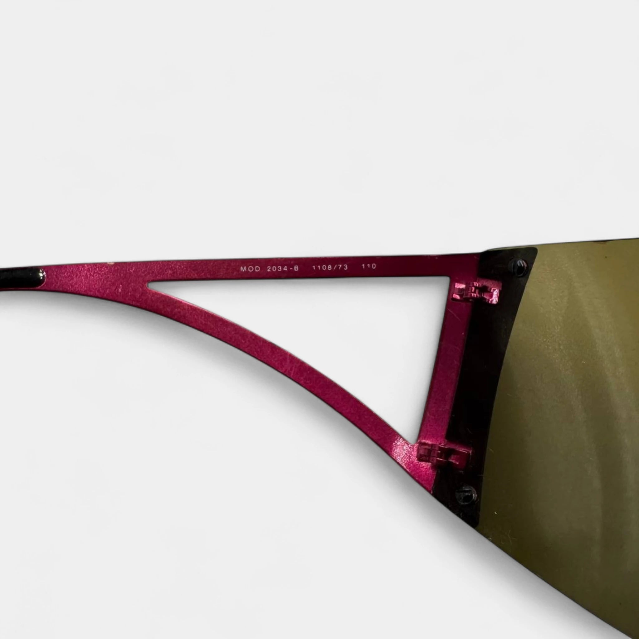 Versace 2000s Fuchsia Rhinestone Shield Sunglasses