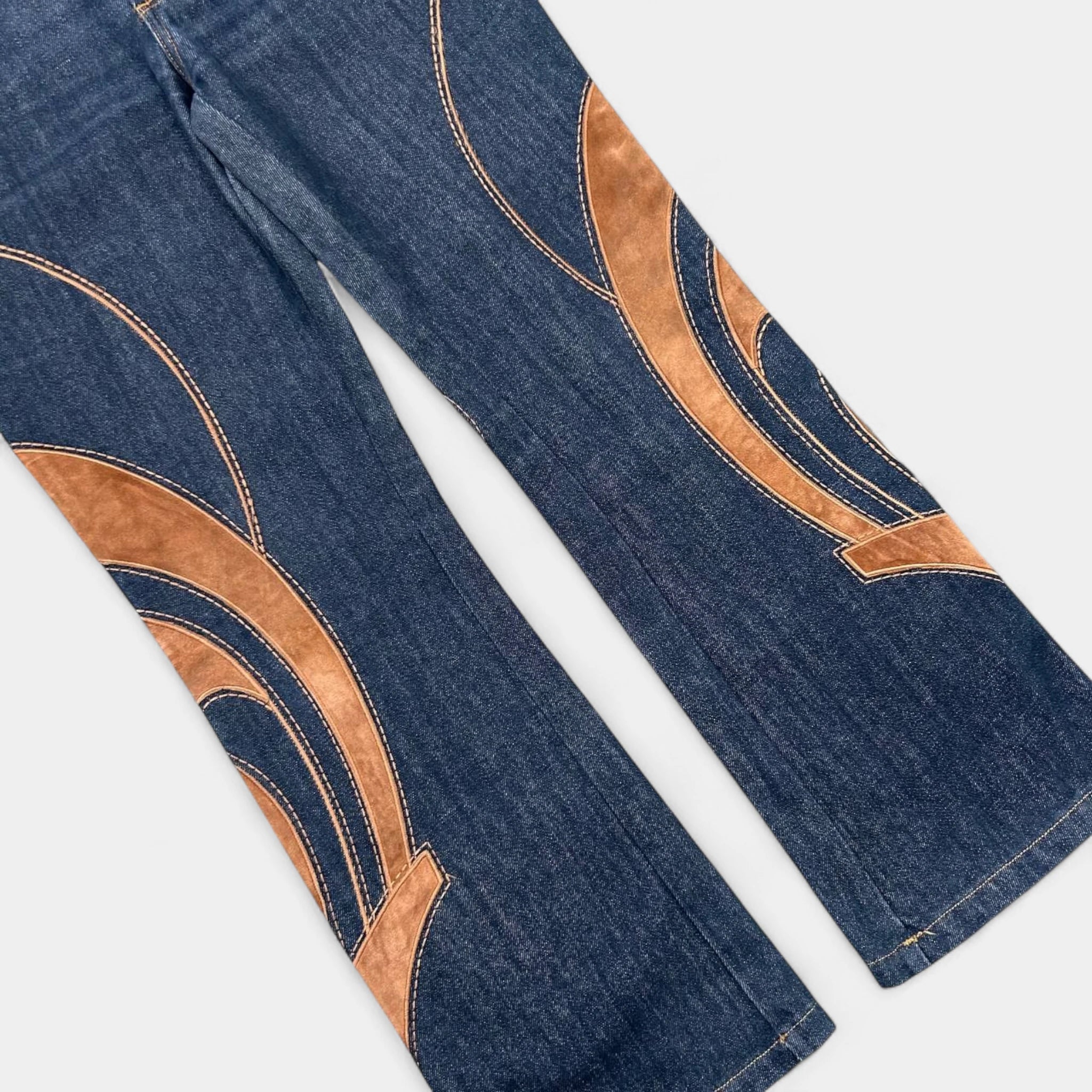 Dolce & Gabbana Vintage Cowboy Suede Patchwork Denim Pants