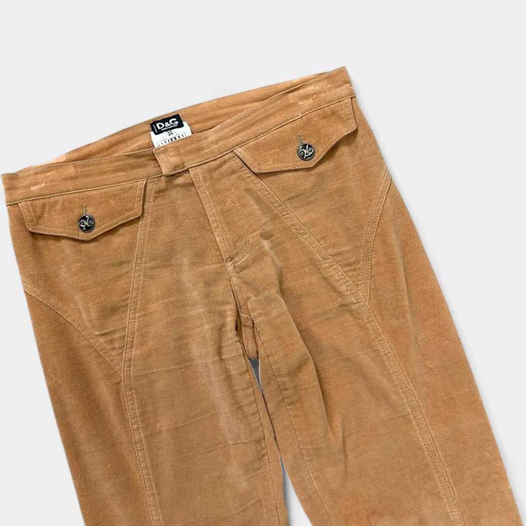 Dolce & Gabbana Brown Velour Flared Pants