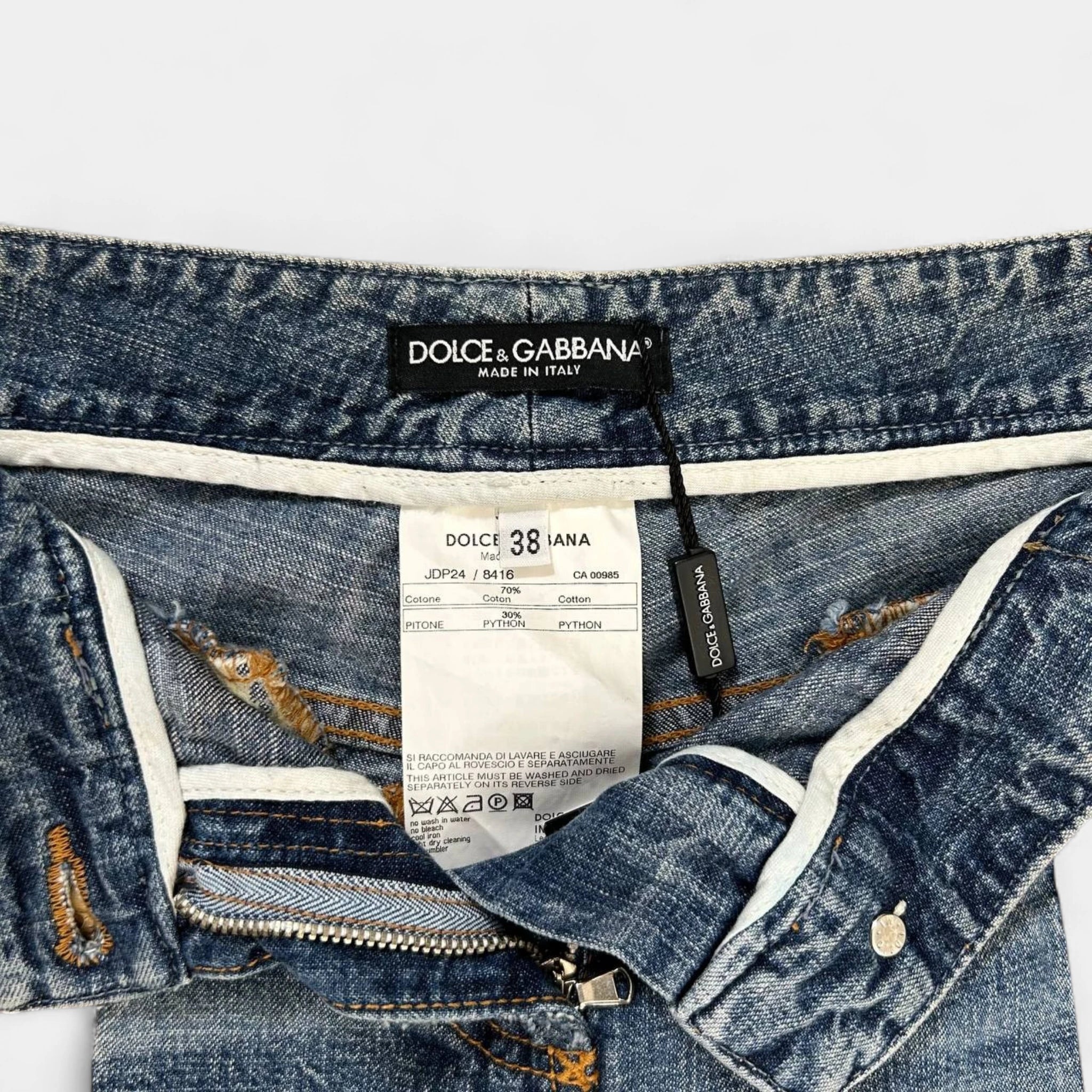 Dolce & Gabbana Geniune Python Light Blue Denim Pants