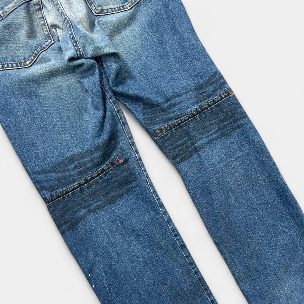 Dsquared 2000s Distressed Black Painted Wide Jeans