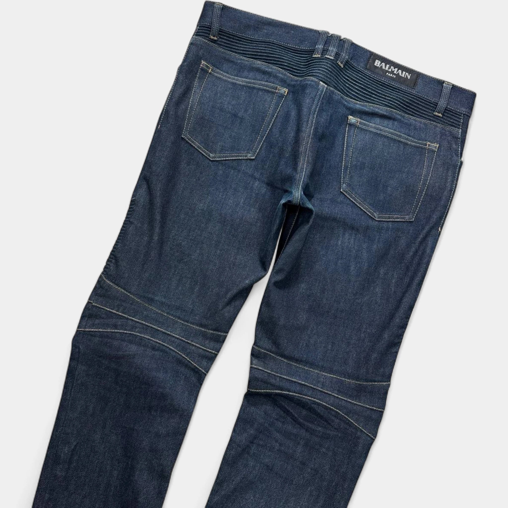 Balmain 2015 Indigo Denim Biker Jeans