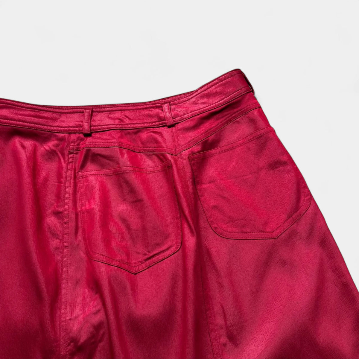 Plein Sud 2000s Asymmetrical Red Satin Midi Skirt