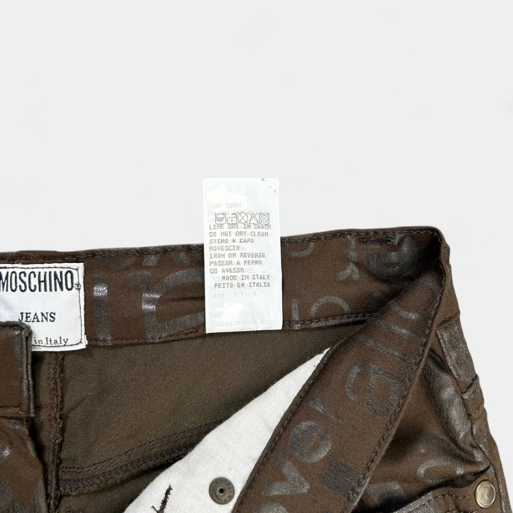 Moschino Brown Letters Print Pants