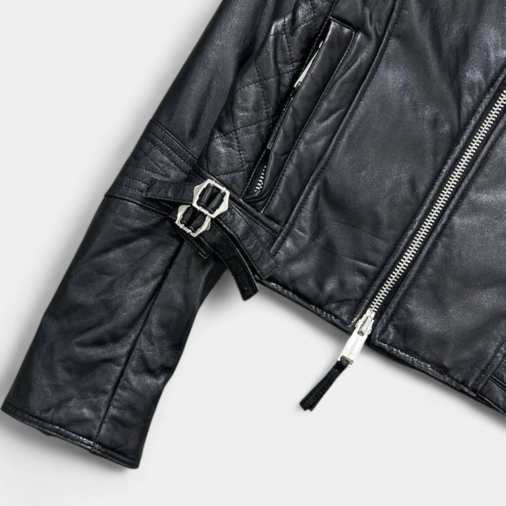 Dsquared2 Black Cropped Leather Jacket Women