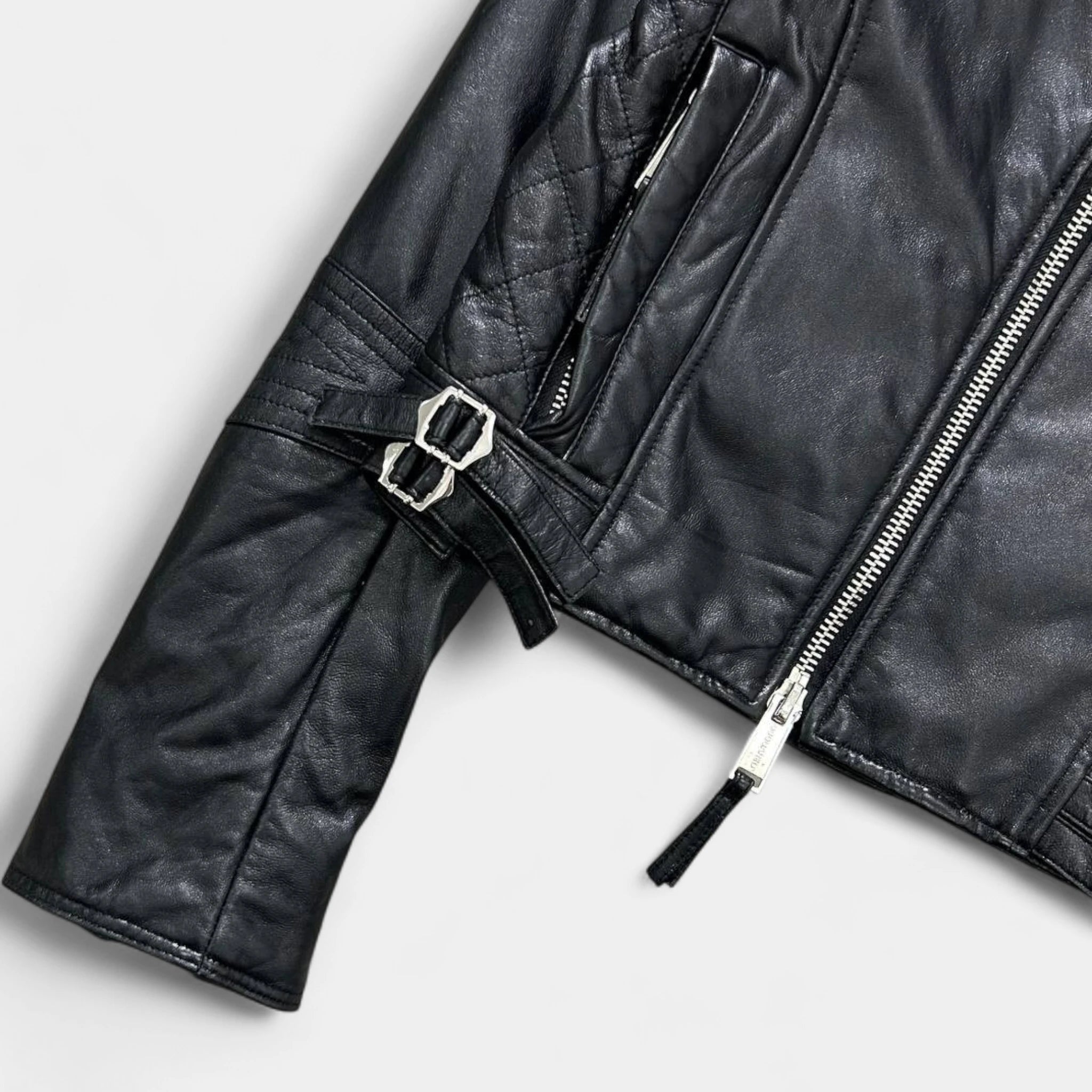 Dsquared2 Black Cropped Leather Jacket Women