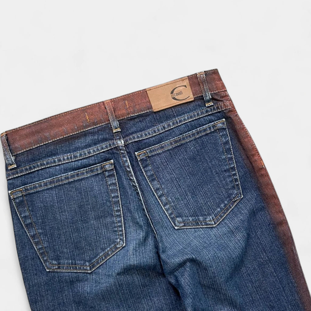 Just Cavalli 2000s Denim Flared "Graffiti" Jeans