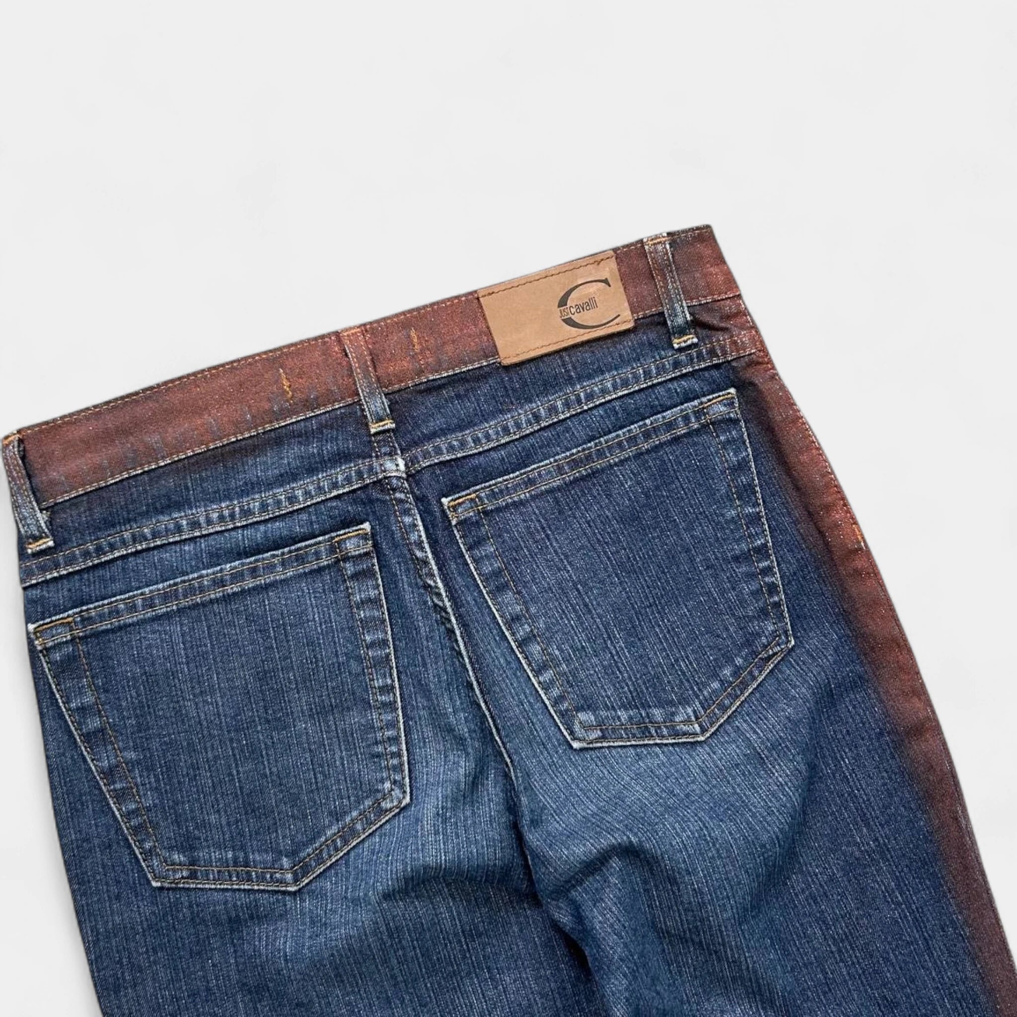 Just Cavalli 2000s Denim Flared "Graffiti" Jeans