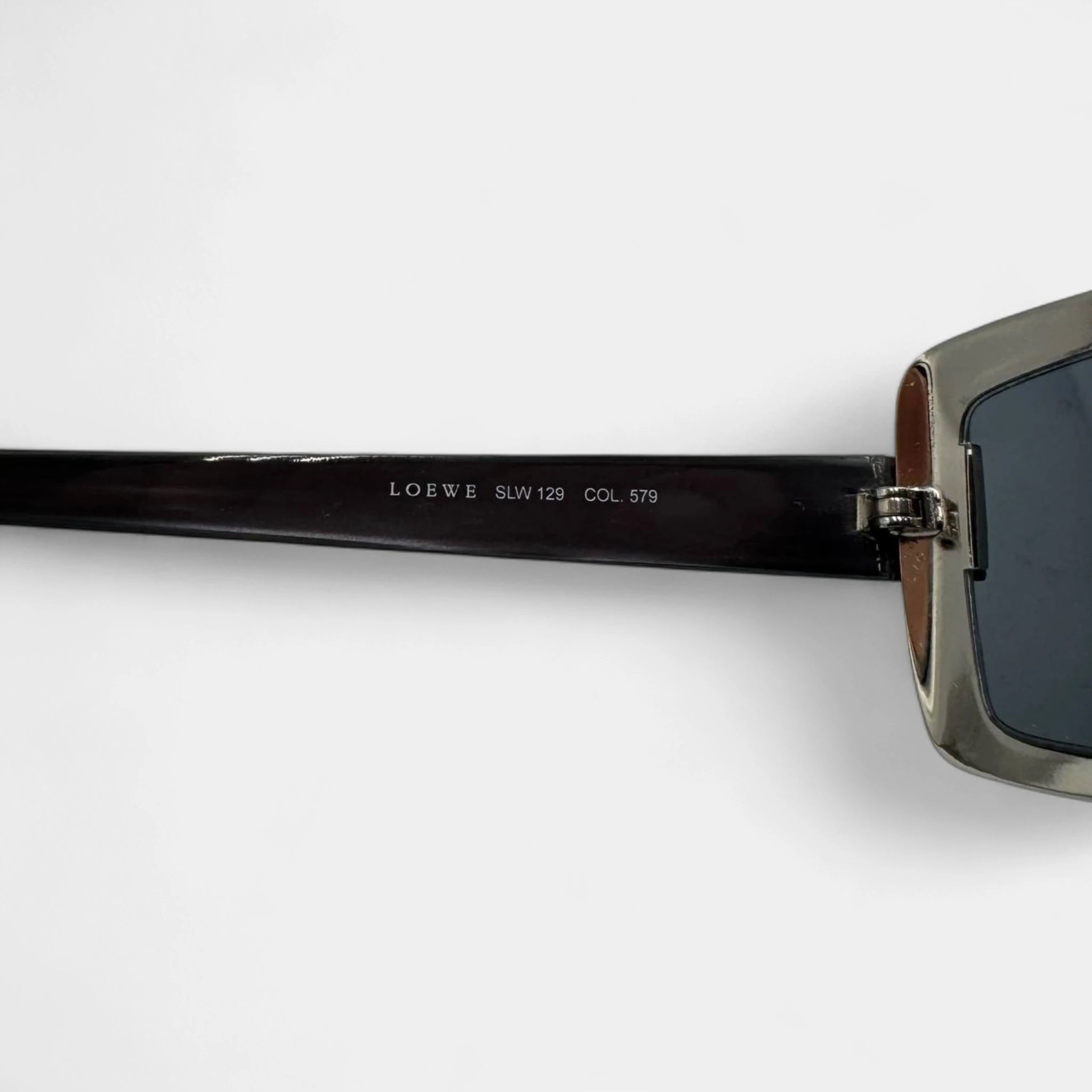 Loewe 2000s Rectangular Metallic Frame Blue Lens Sunglasses