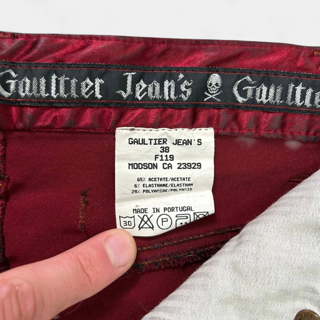 Jean Paul Gaultier 90's Red Satin Nylon Pants
