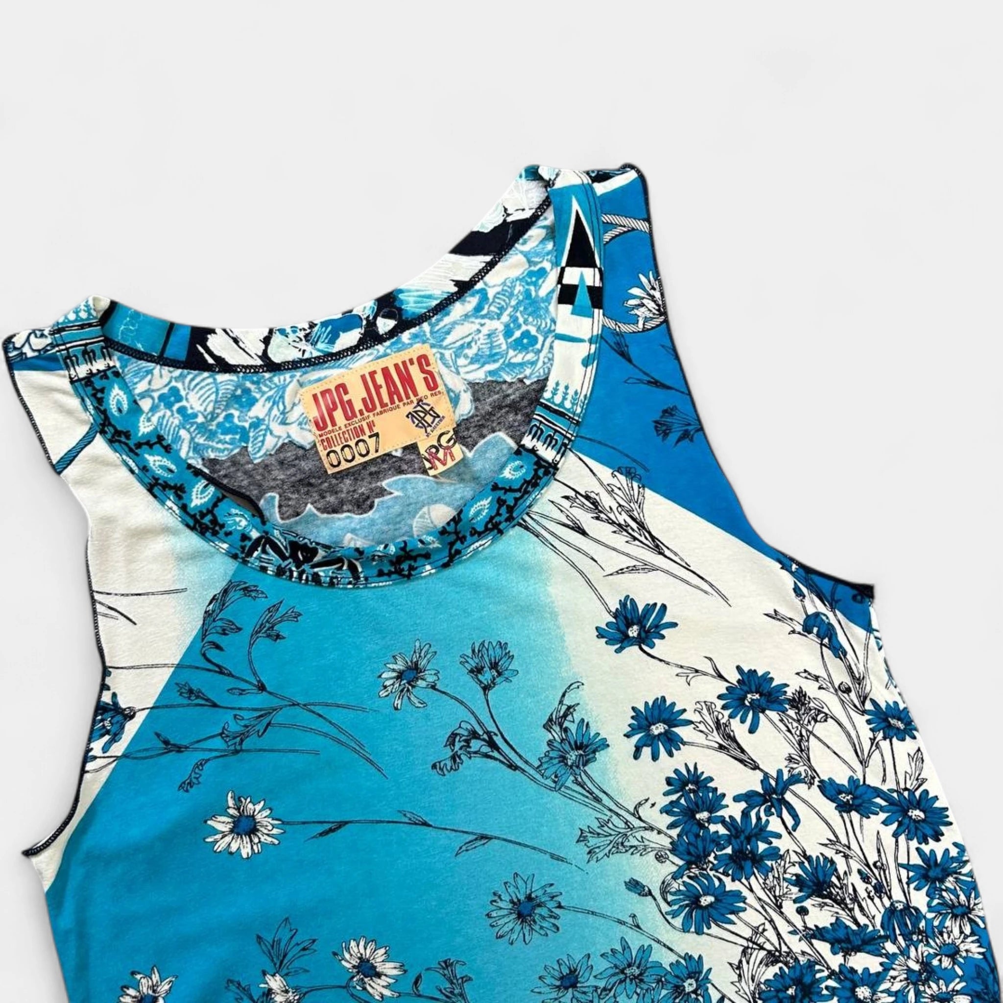 Jean Paul Gaultier 2000's Floral Blue Tank Top