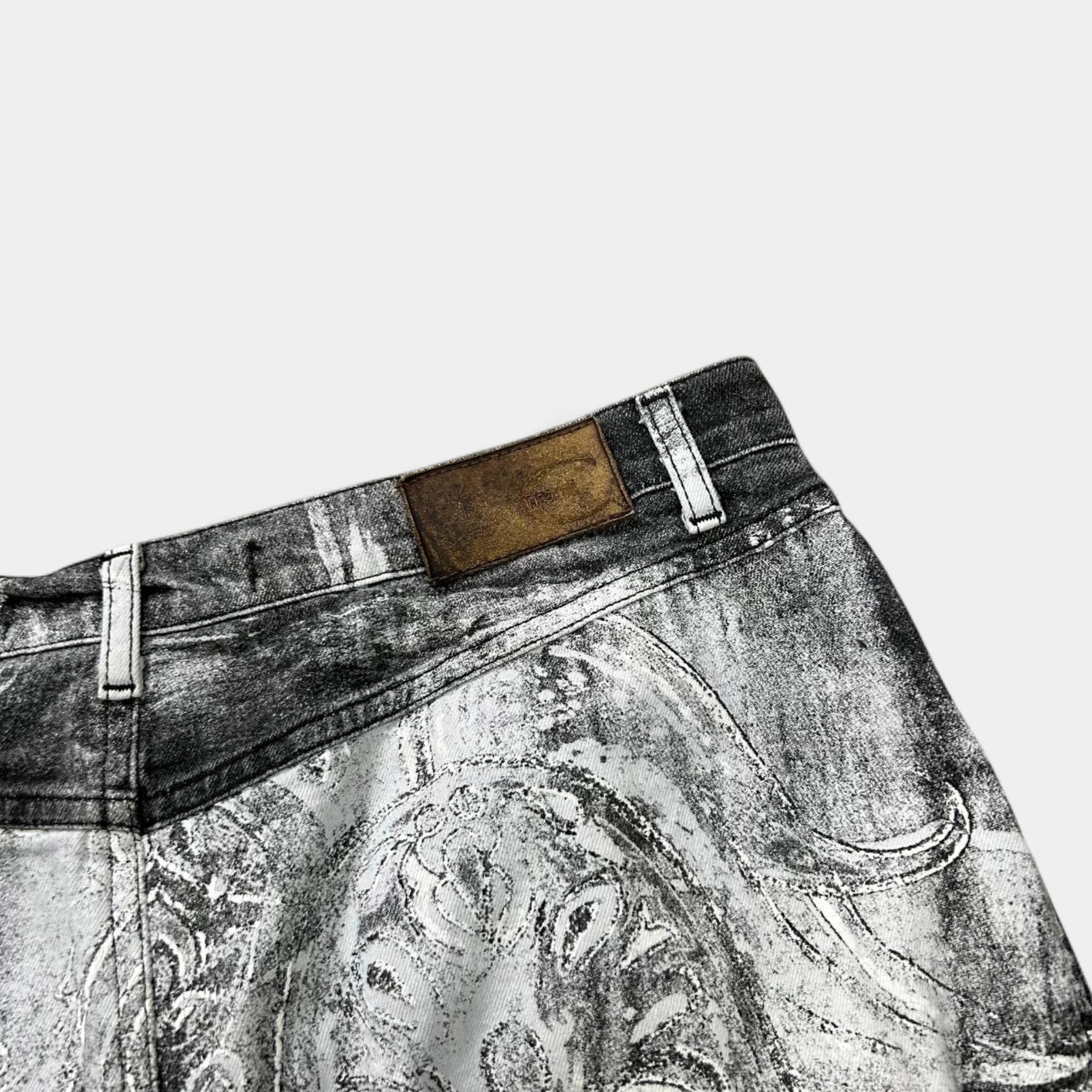 Just Cavalli 2000s Bandana Print Black and White Mid-Length Skirt