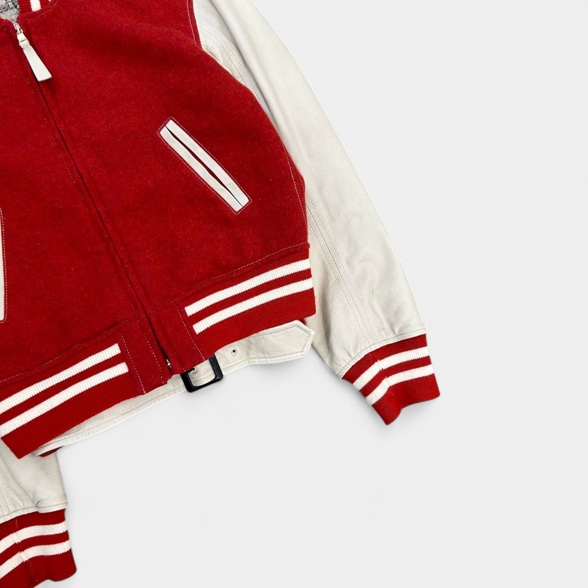 Marithé + François Girbaud Varsity Orange Leather Jacket