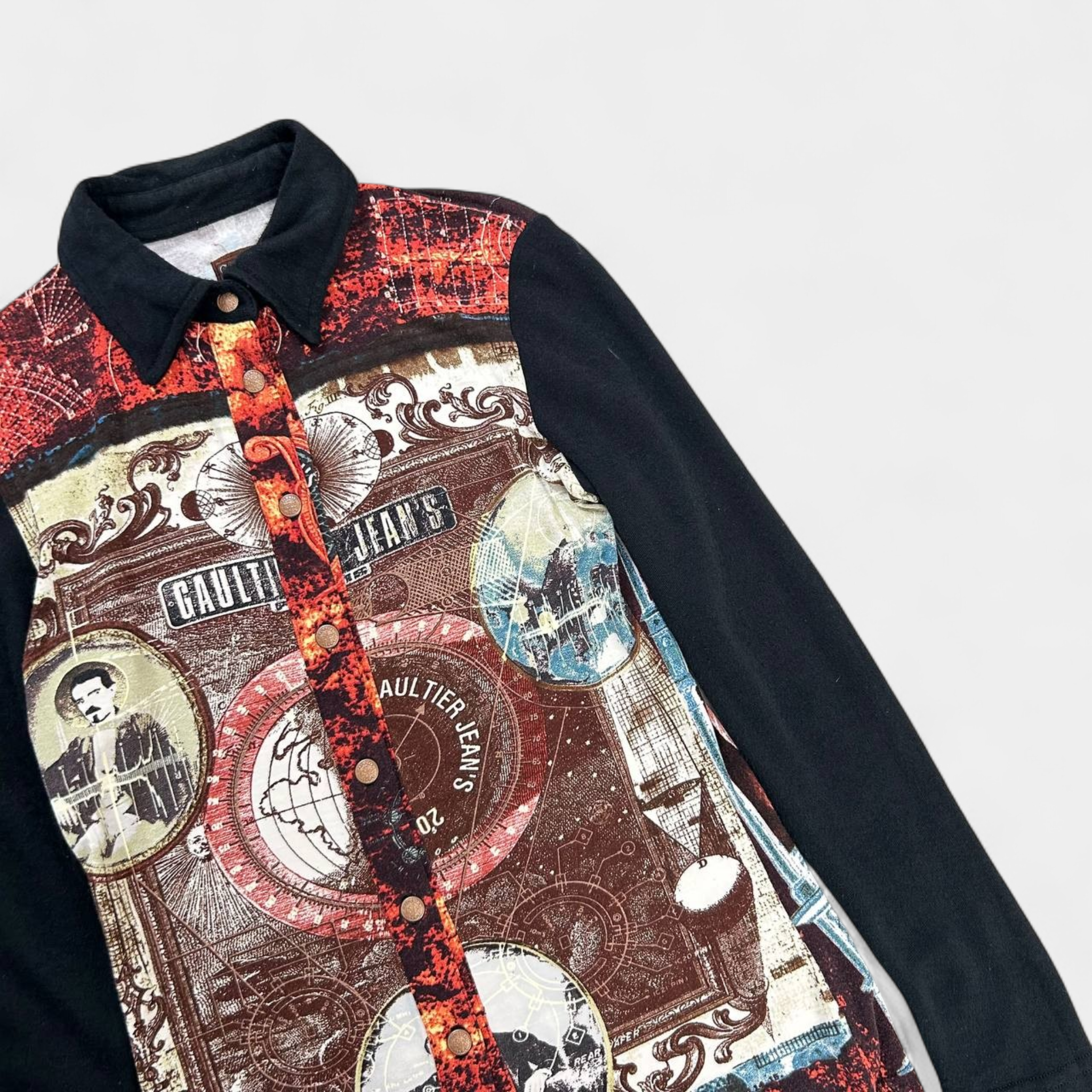 Jean Paul Gaultier 2000s Elastic Black Sleeves Printed Shirt