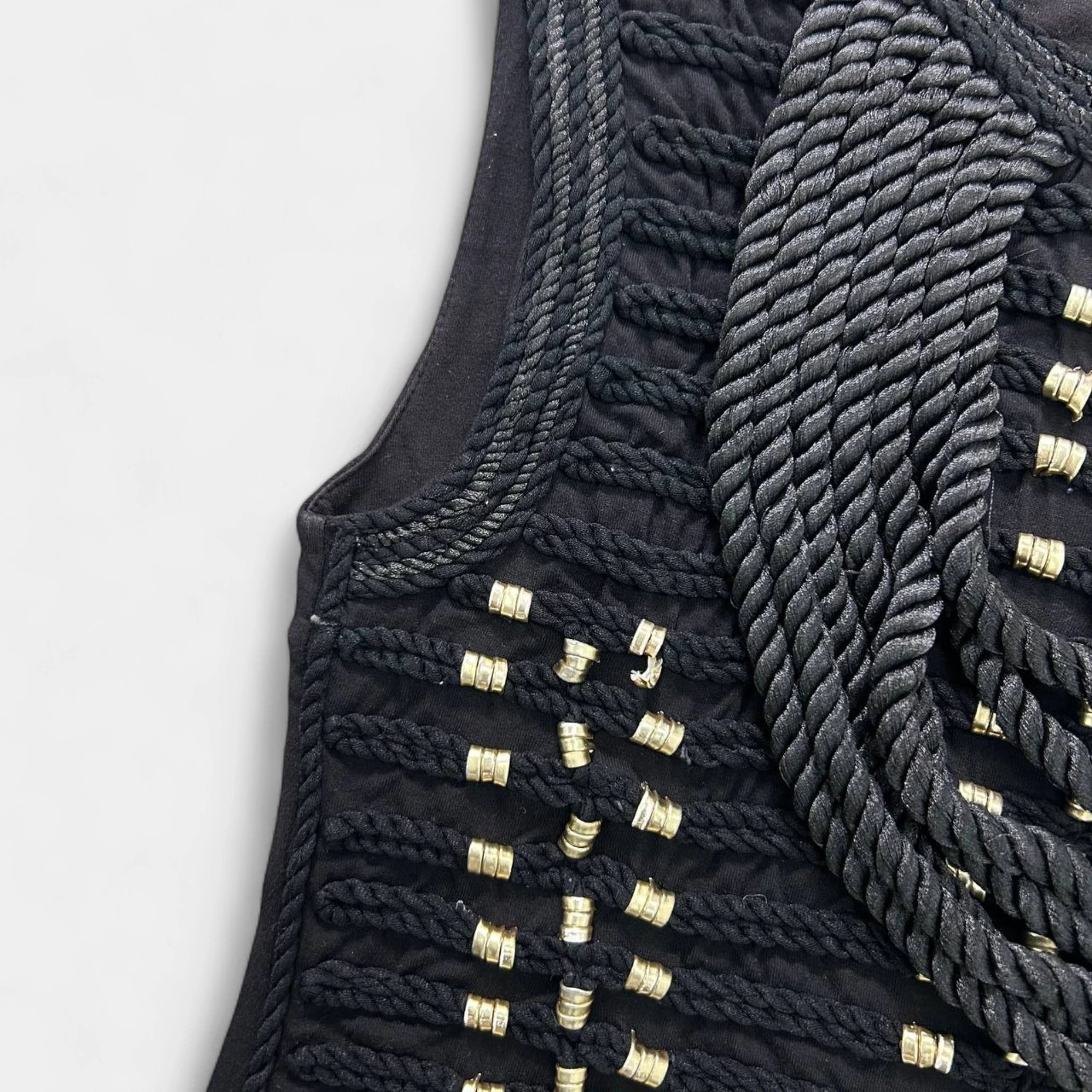 Balmain 2010s Naval Rock Black Sailor Style T-Shirt