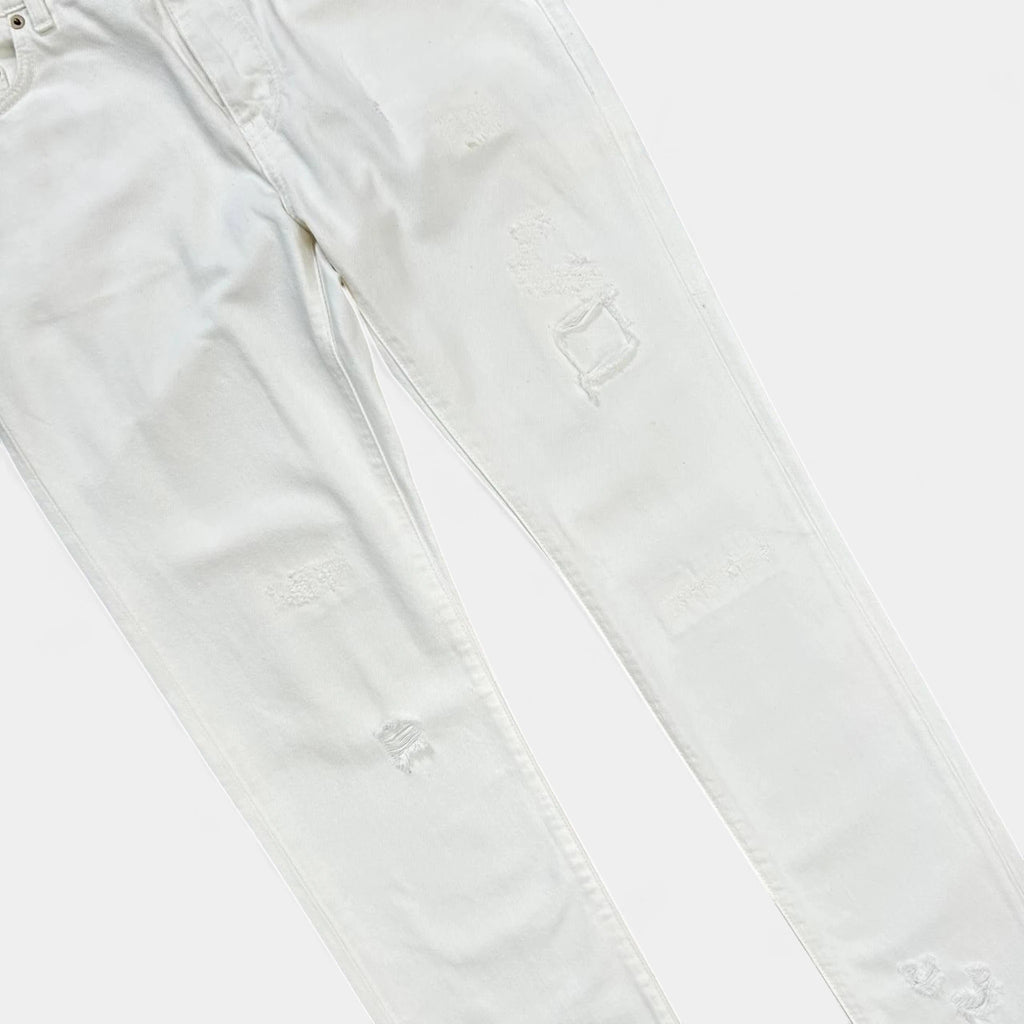 Saint Laurent D10 2016 Distressed White Skinny Jeans