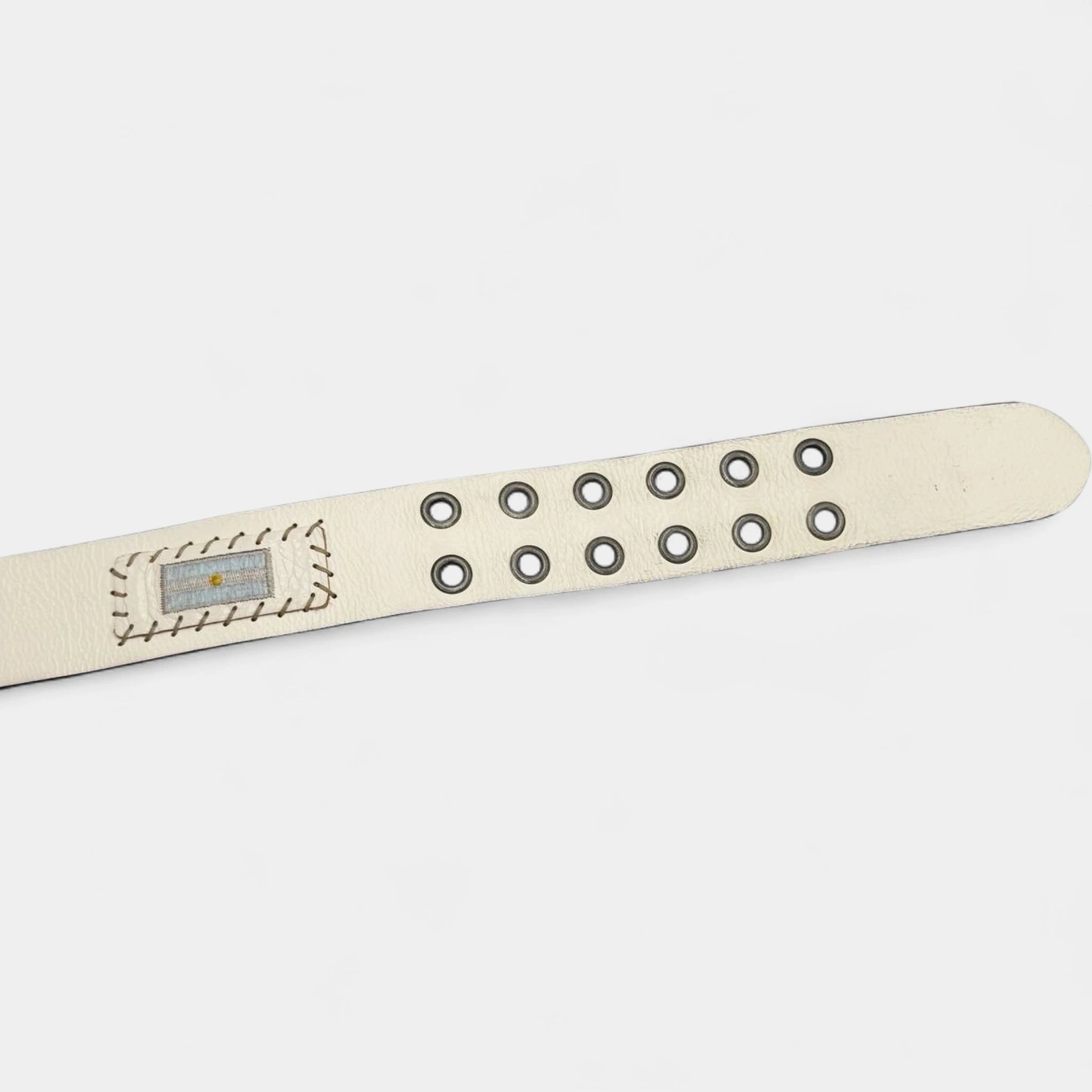 La Martina Vintage Cream Leather Double Eyelet Belt