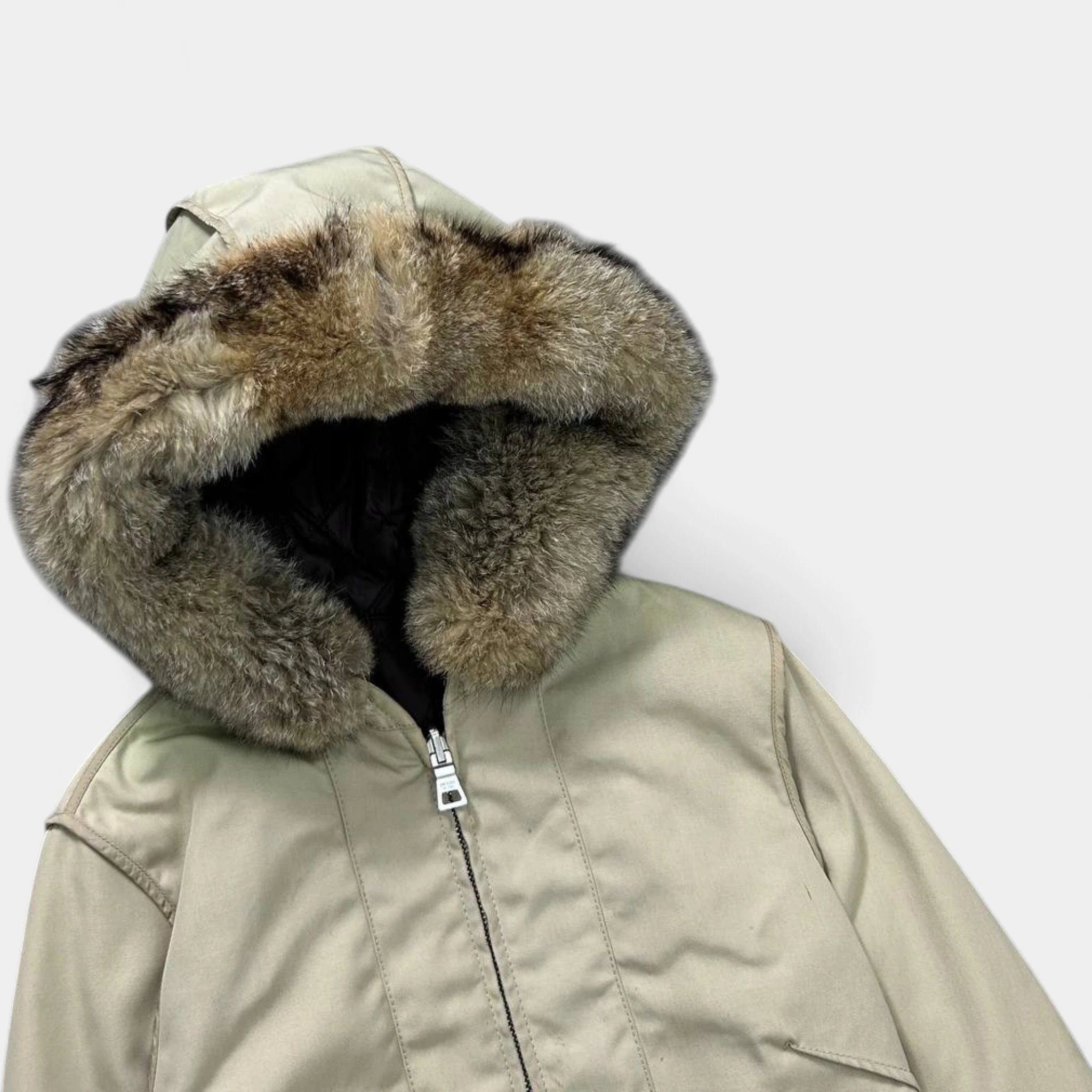Prada 2000's Beige Fur Nylon Jacket