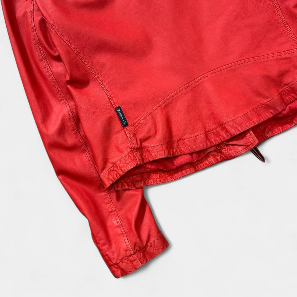 Armani Jeans Rocker Red Leather Jacket