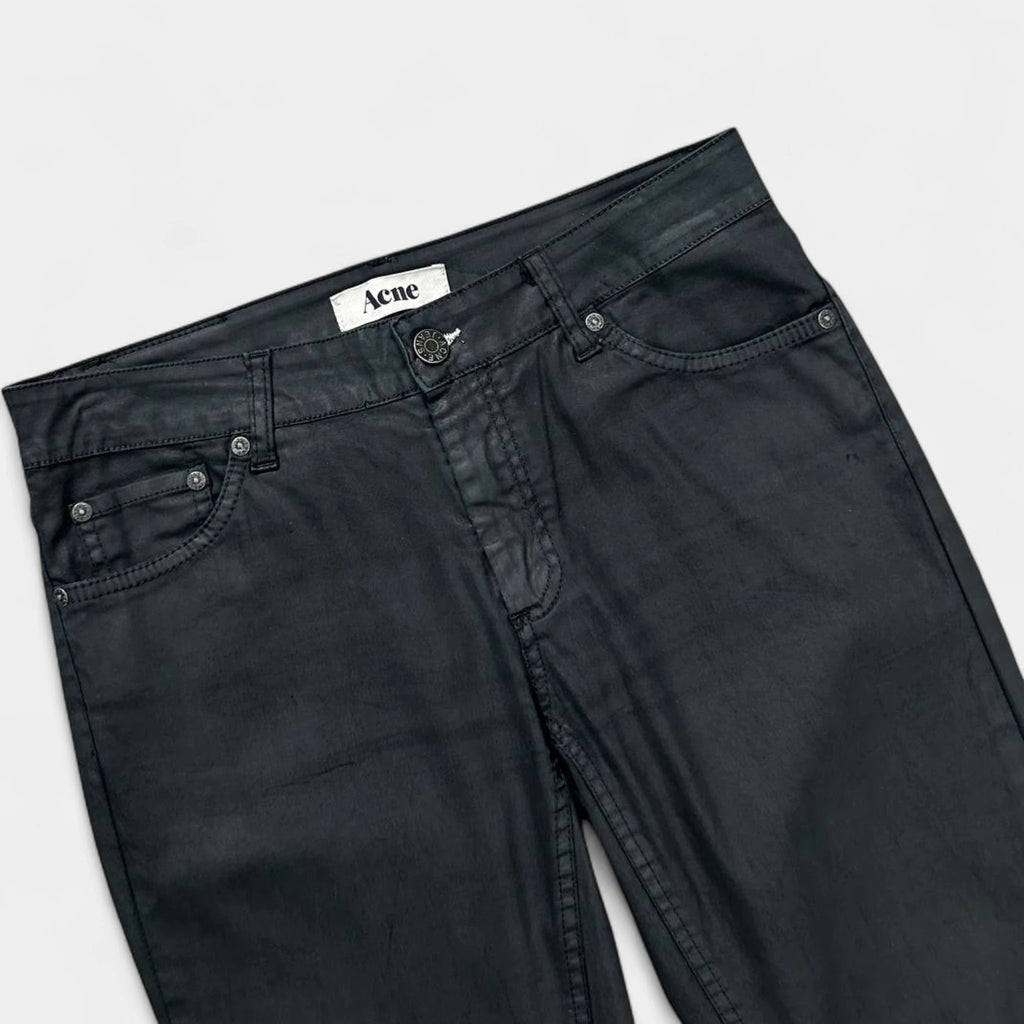 Acne Studios Vintage Avant-Garde Black Coated Denim Skinny Jeans