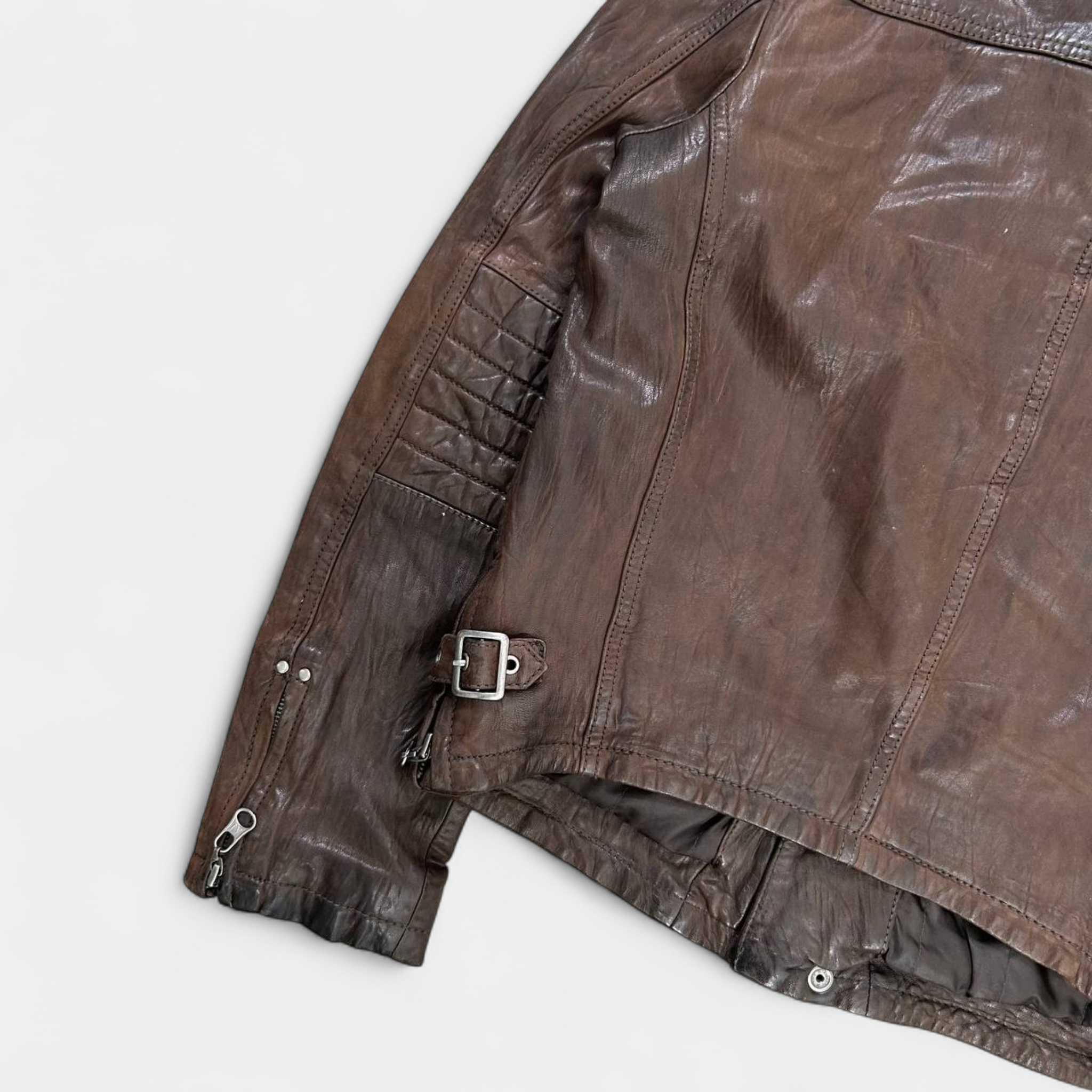 Armani Jeans Brown Aged Leather Jacket