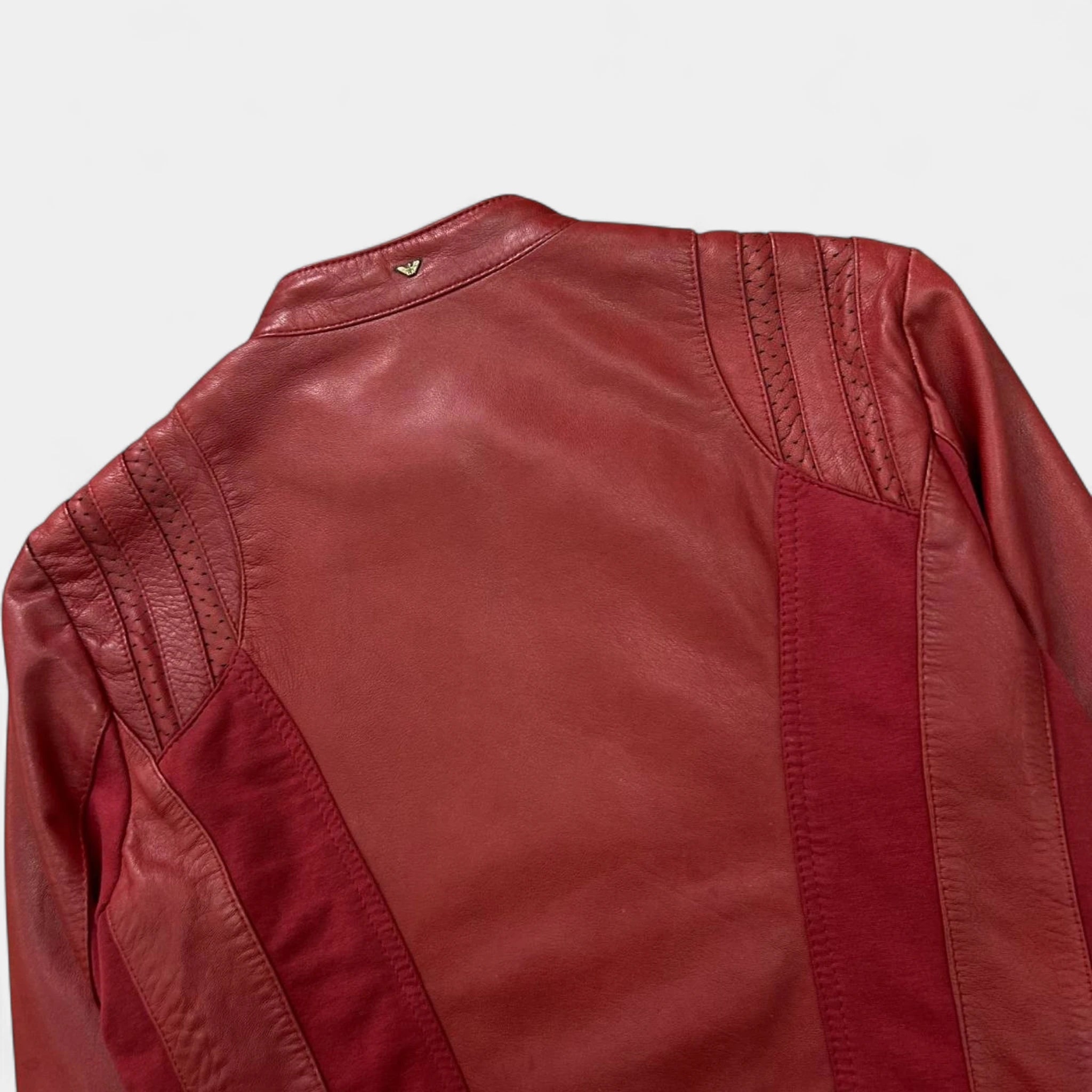 Armani Jeans 2000s Red Racer Leather Jacket
