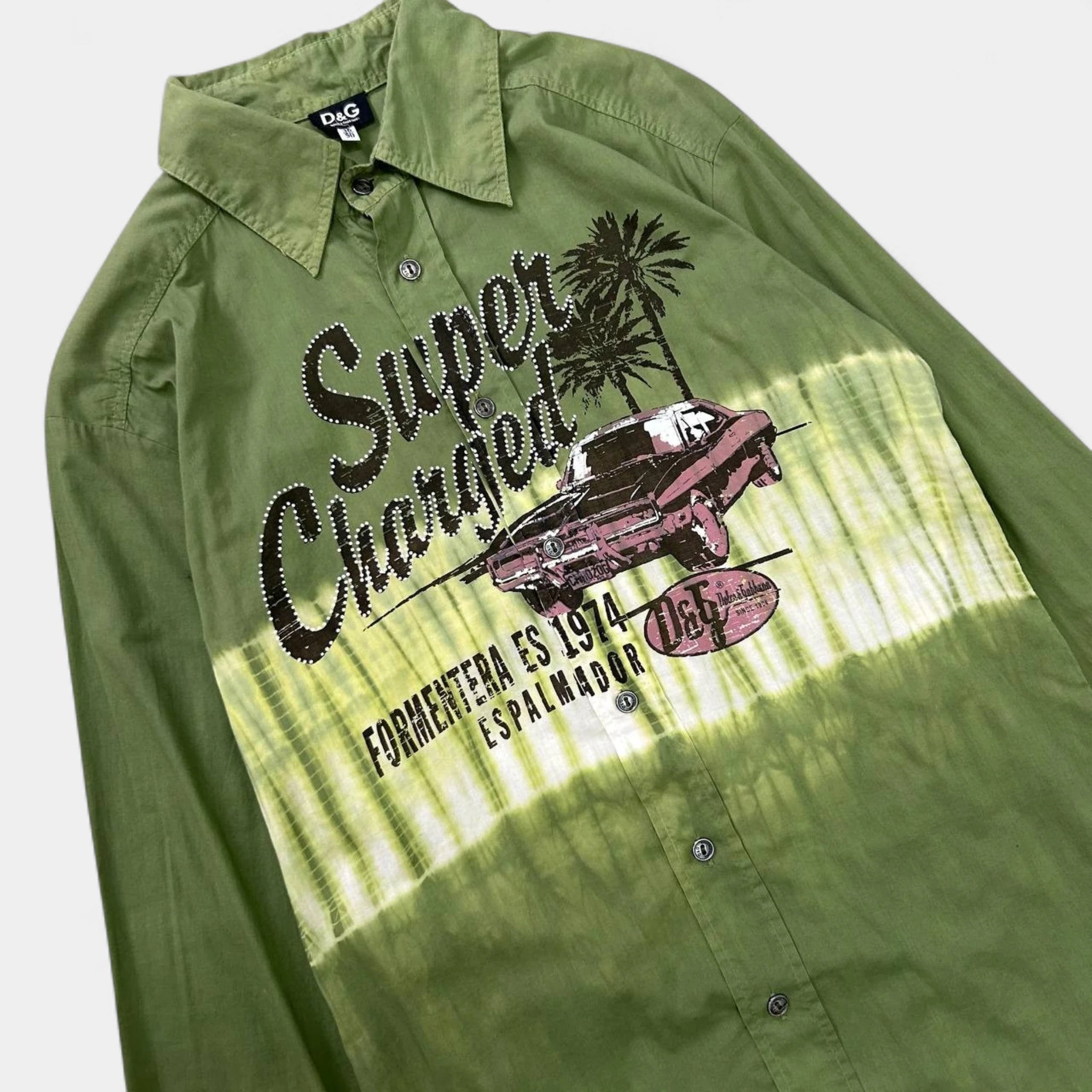 Dolce & Gabbana Green Tie-Dye Tropical Shirt