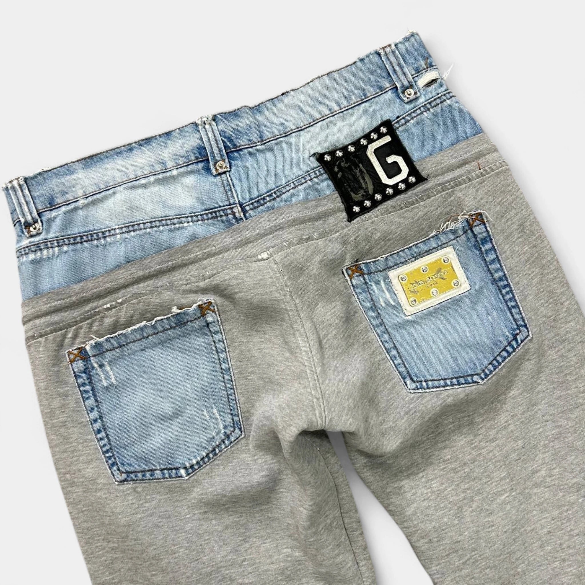 Dolce & Gabbana Hybrid Denim-Sweatpant Shorts