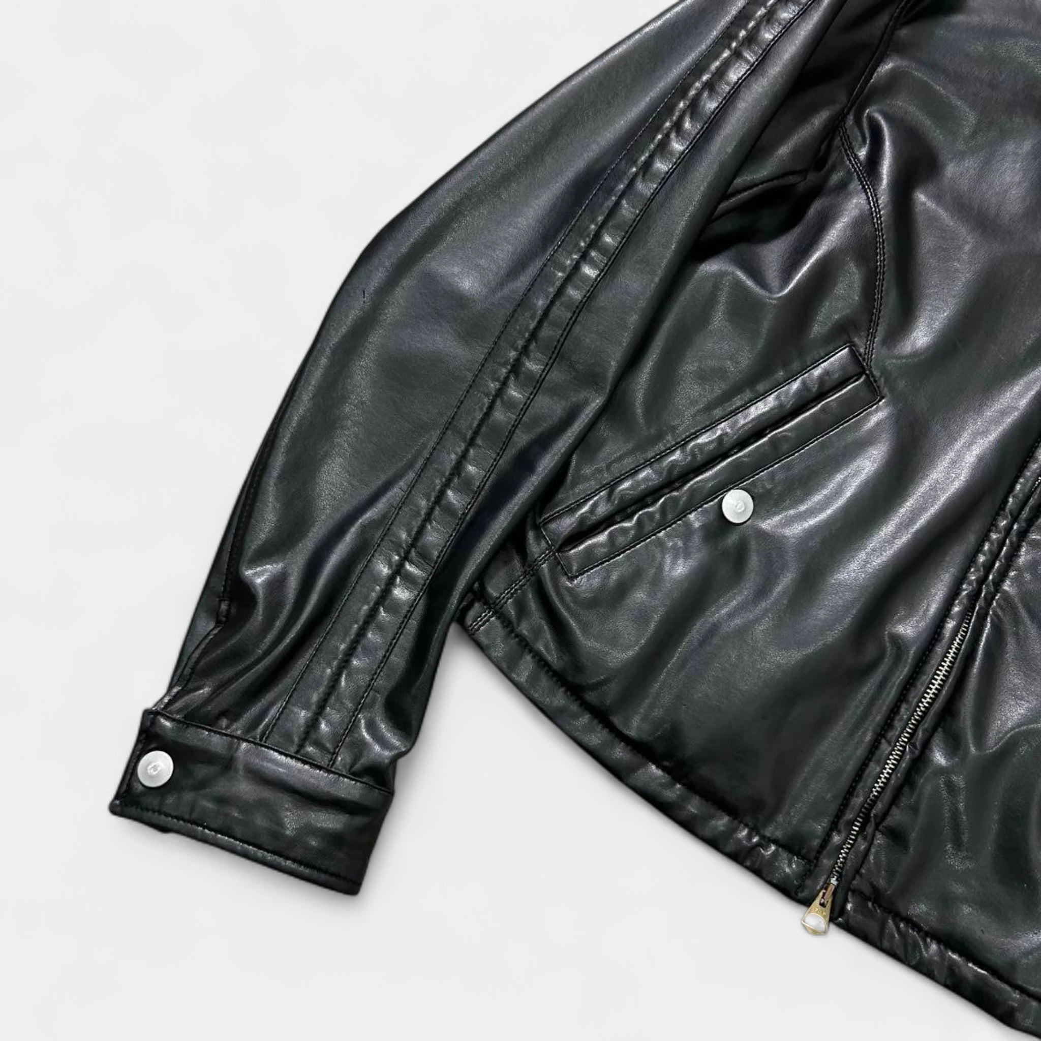 Armani Jeans 2000's Leather Black Racing Jacket