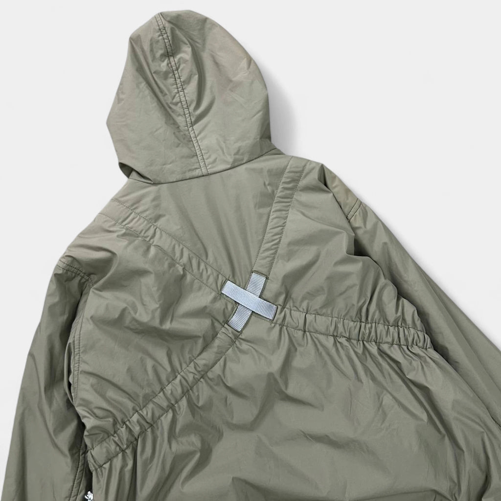 Marithé + François Girbaud 2000s Technical Long Nylon Trench Coat Khaki
