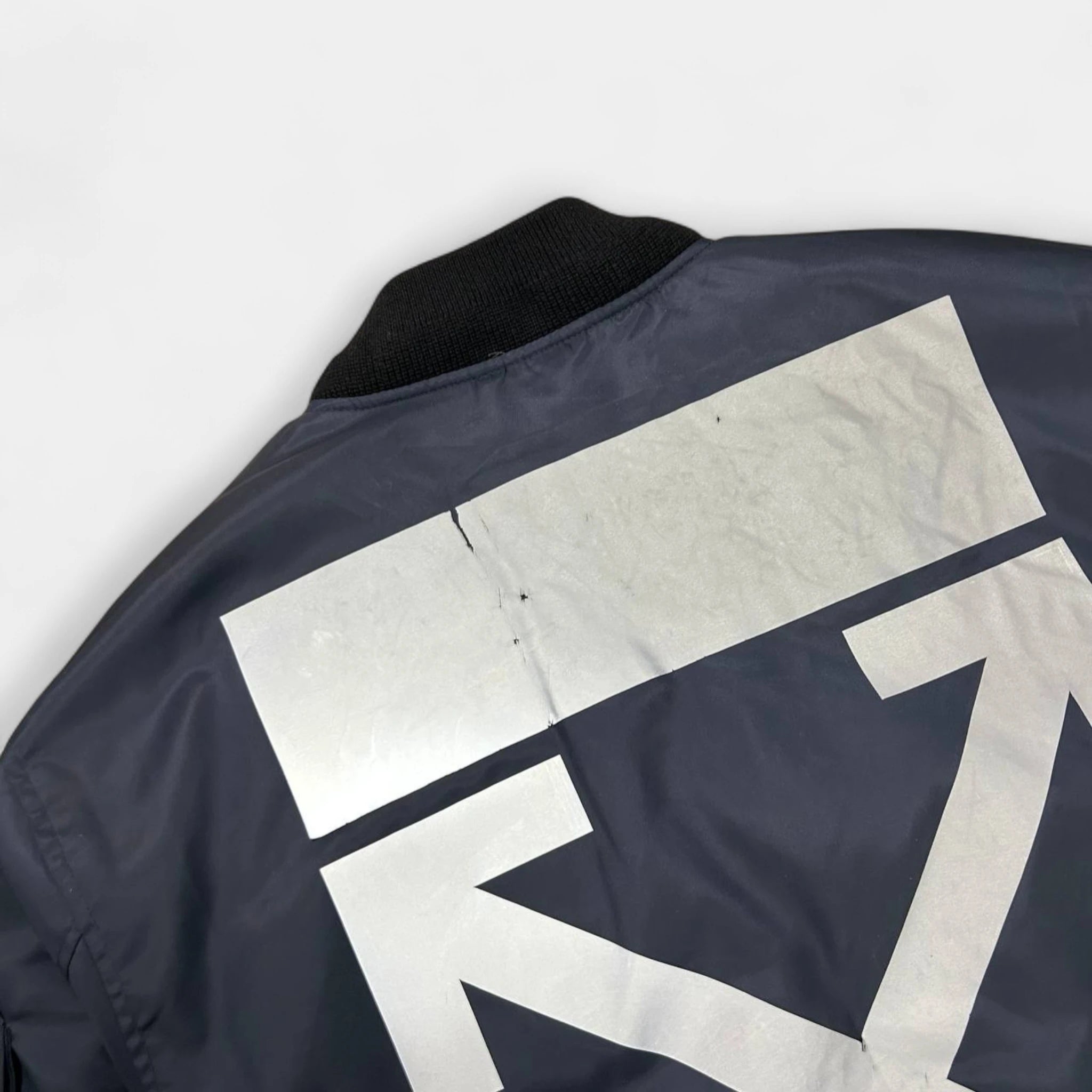 Off-White Reflective "Arrows" Navy Bomber Jacket