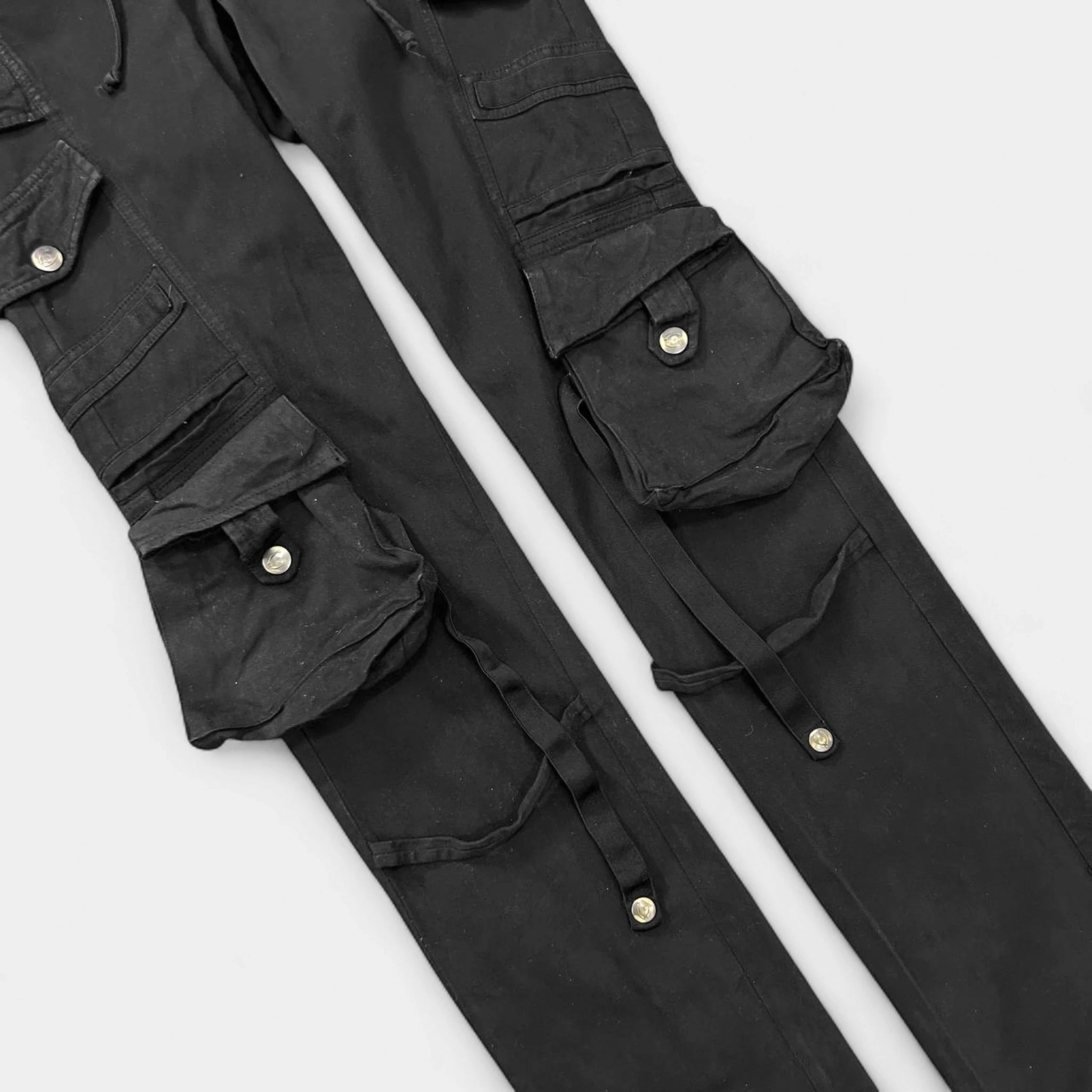 Just Cavalli 2000's Black Cargo Bondage Pants