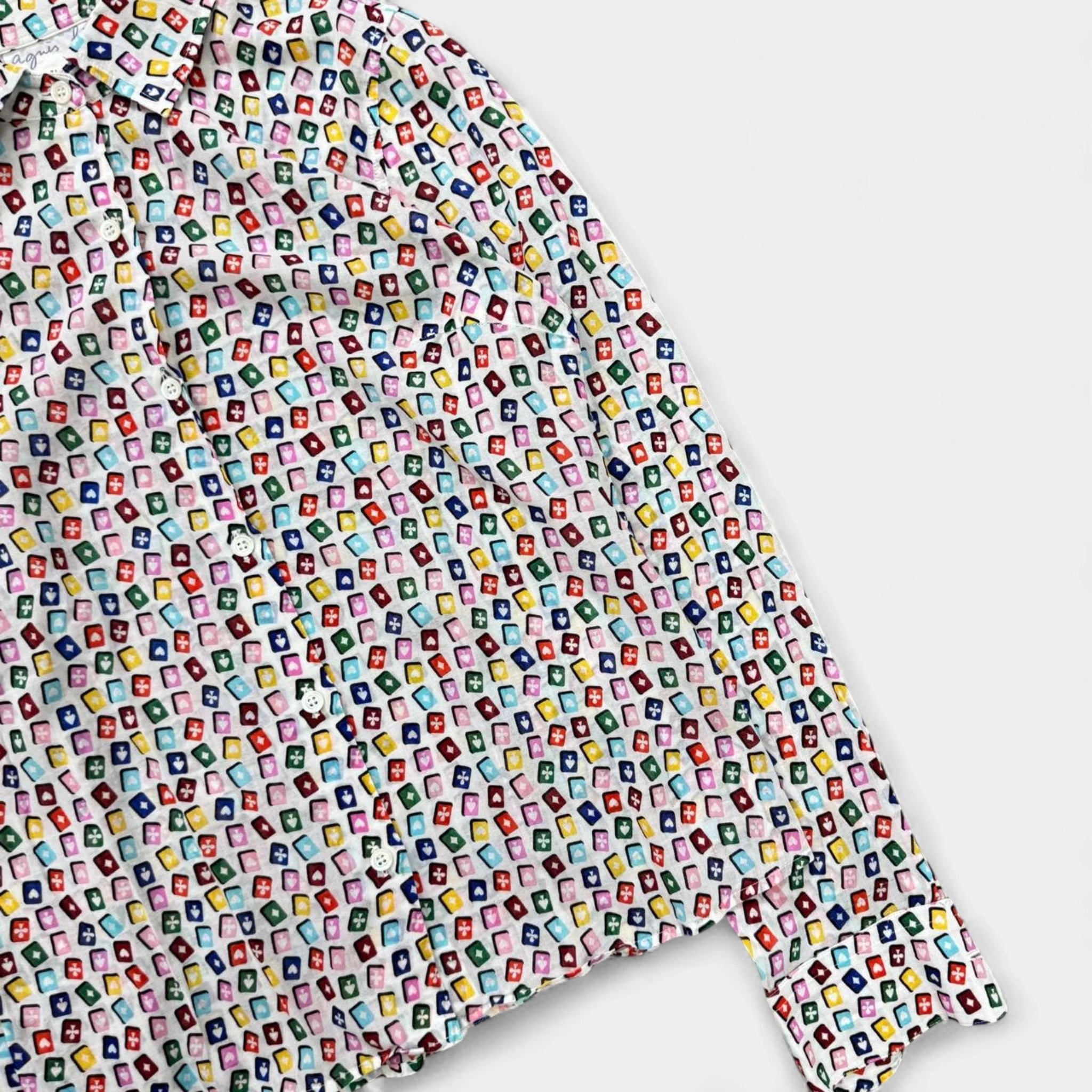 Agnès b. 90s Cards Motif Cotton Shirt