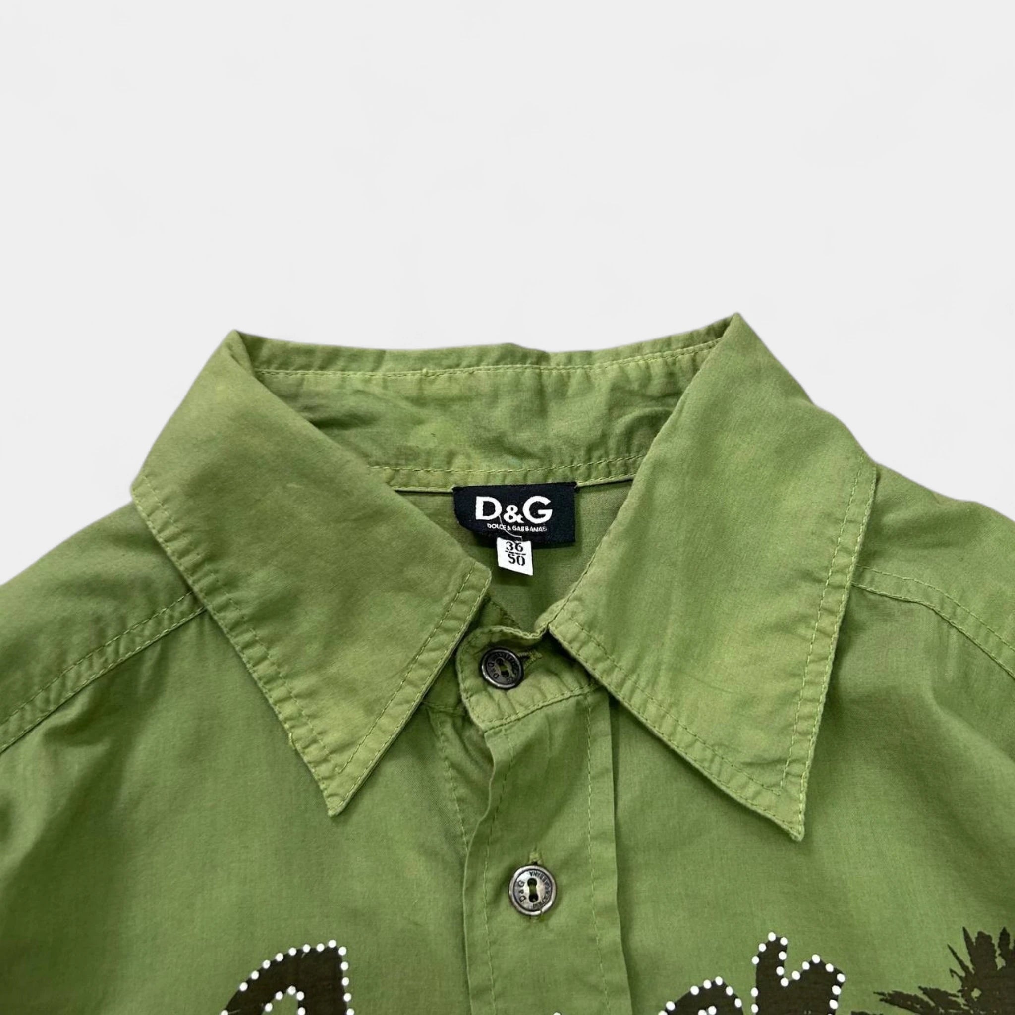 Dolce & Gabbana Green Tie-Dye Tropical Shirt
