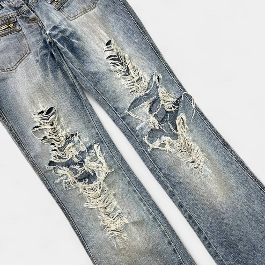Dolce & Gabbana 2000's Flared Distressed Blue Jeans