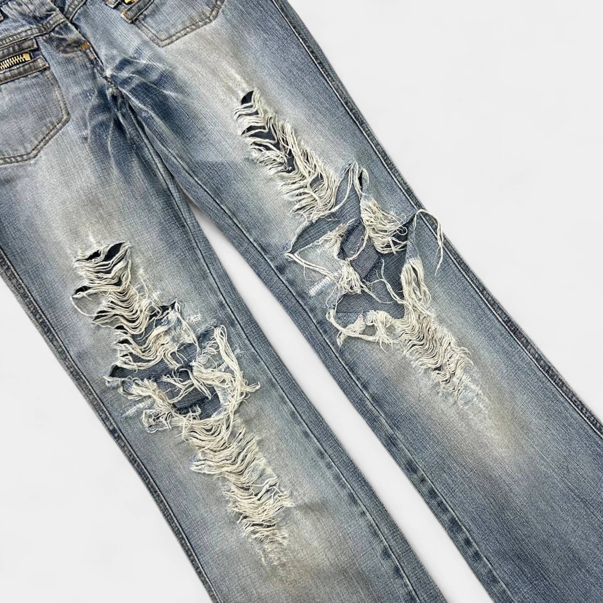 Dolce & Gabbana 2000's Flared Distressed Blue Jeans