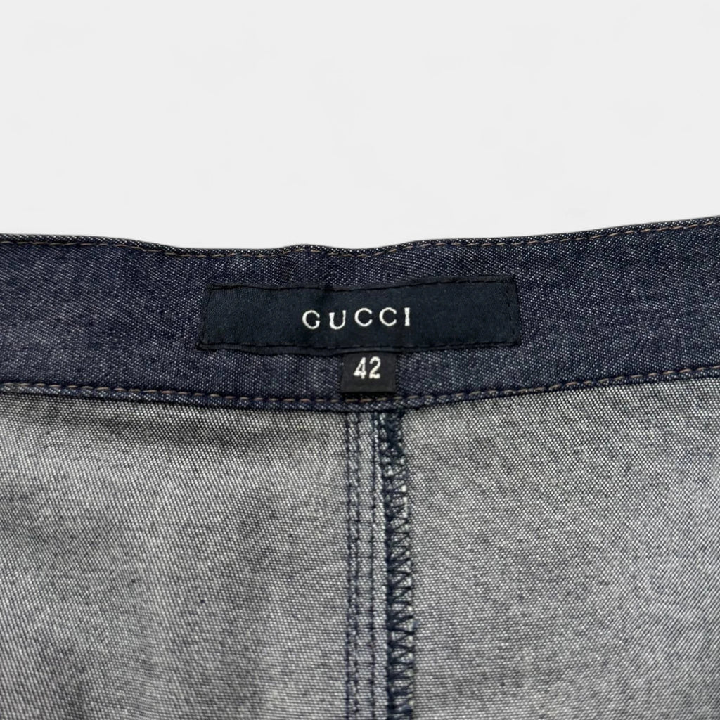 Gucci by Tom Ford High-Waisted Raw Indigo Denim Split Skirt
