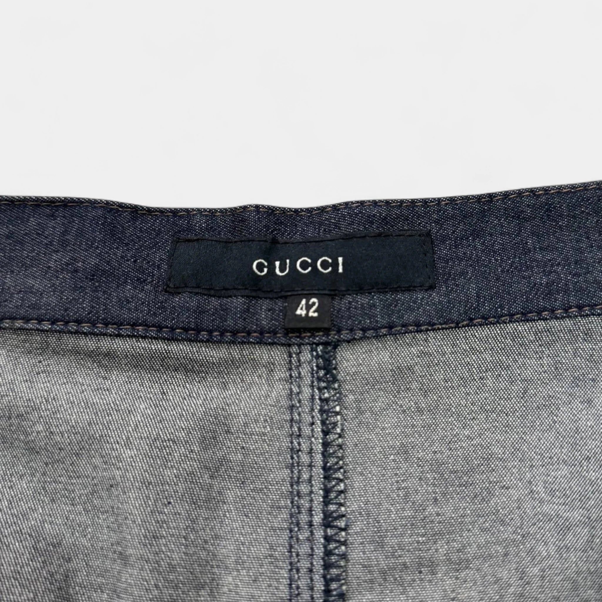 Gucci by Tom Ford High-Waisted Raw Indigo Denim Split Skirt