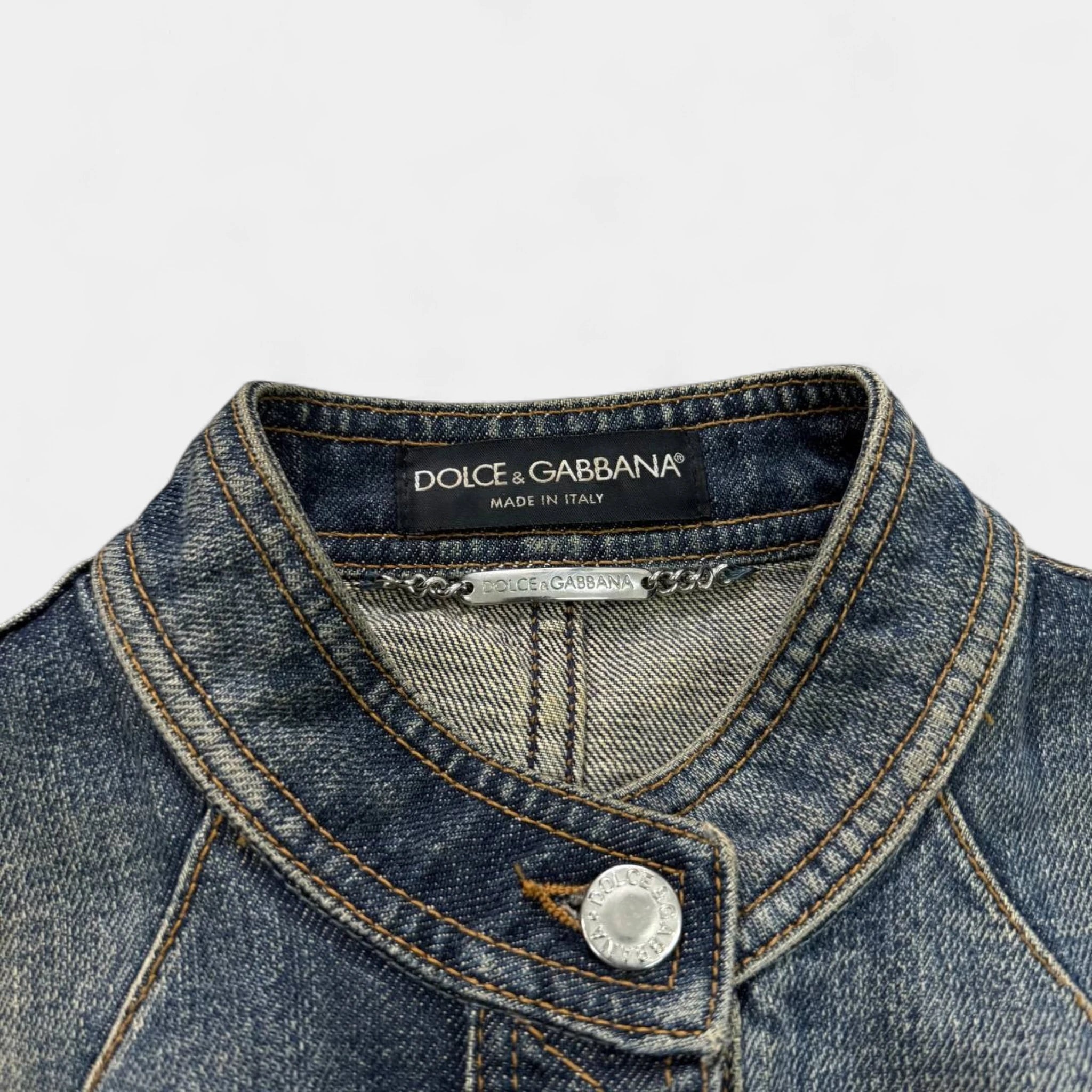 Dolce & Gabbana 2000s Distressed Washed Denim Jacket