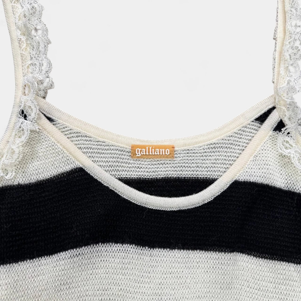 Galliano Breton Striped Betty Boop Lace Trim Top