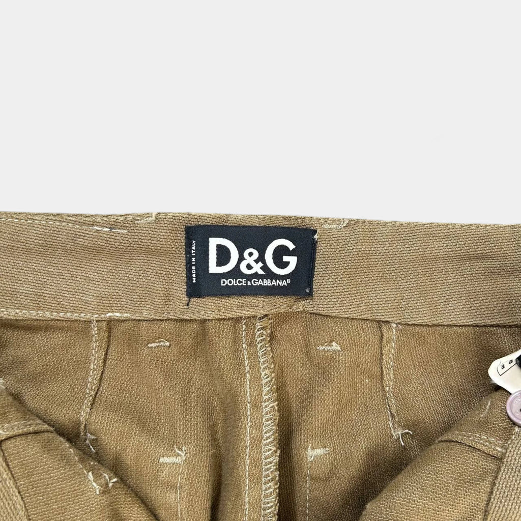 Dolce & Gabbana AW03 Cargo Flare Beige Pants