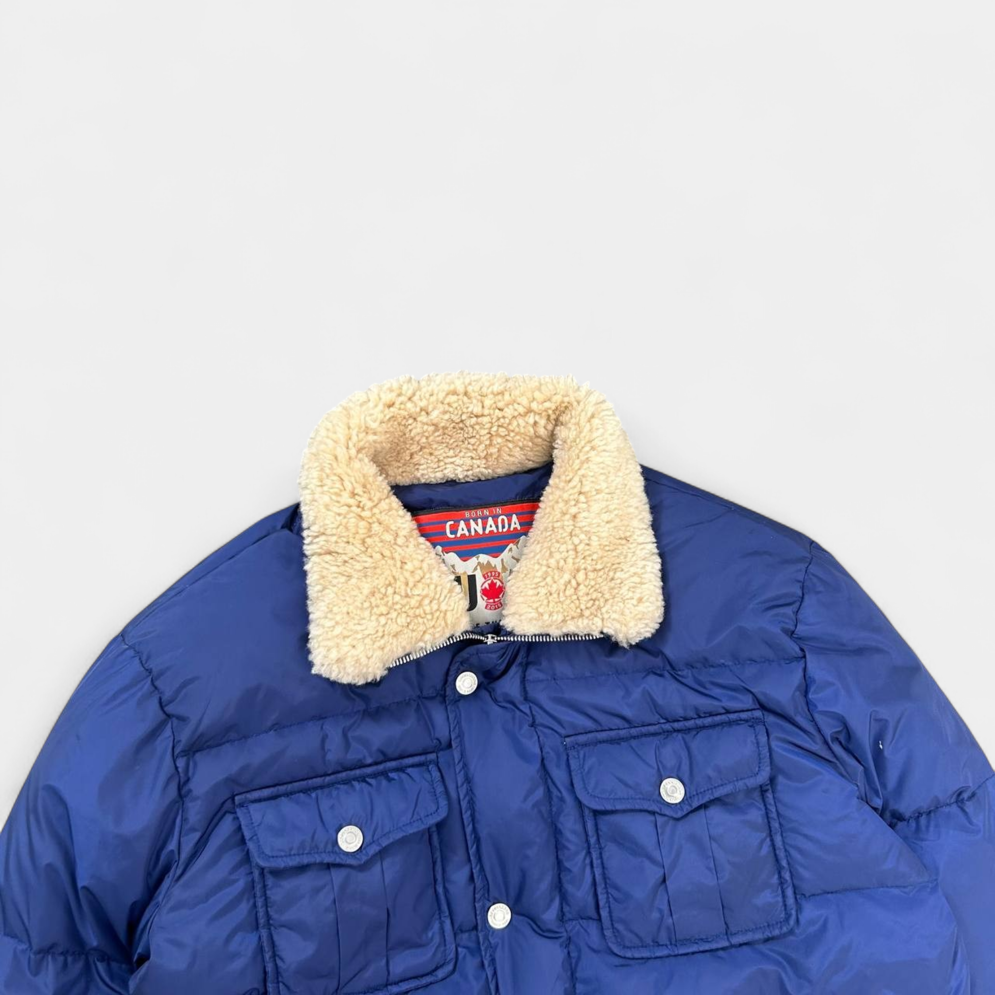 Dsquared2 Neck Fur Royal Blue Coat