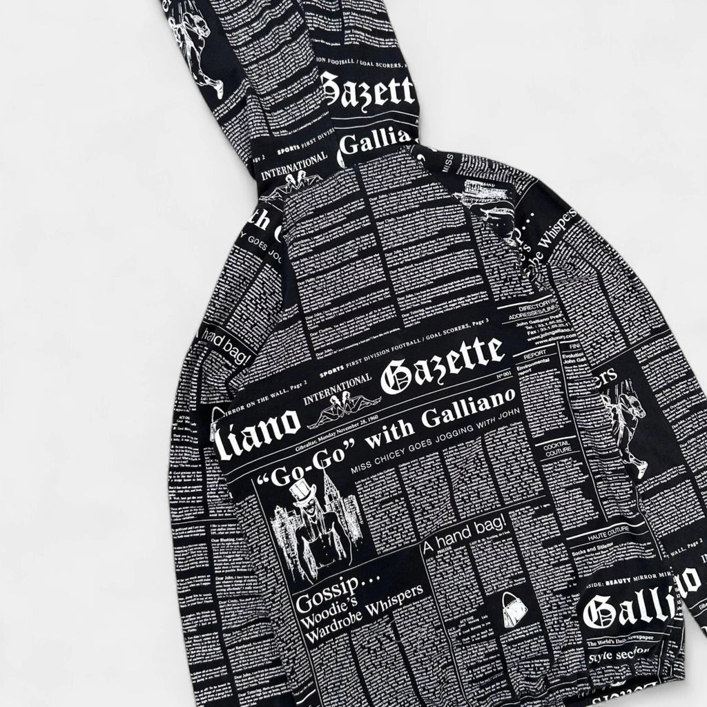 Galliano 2000's Newspaper Black Hoodie