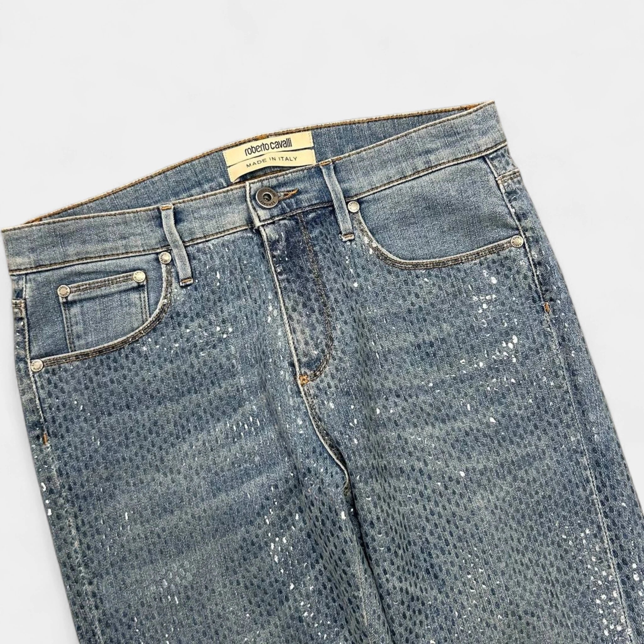 Roberto Cavalli 2000s Snakeskin Texture Jeans