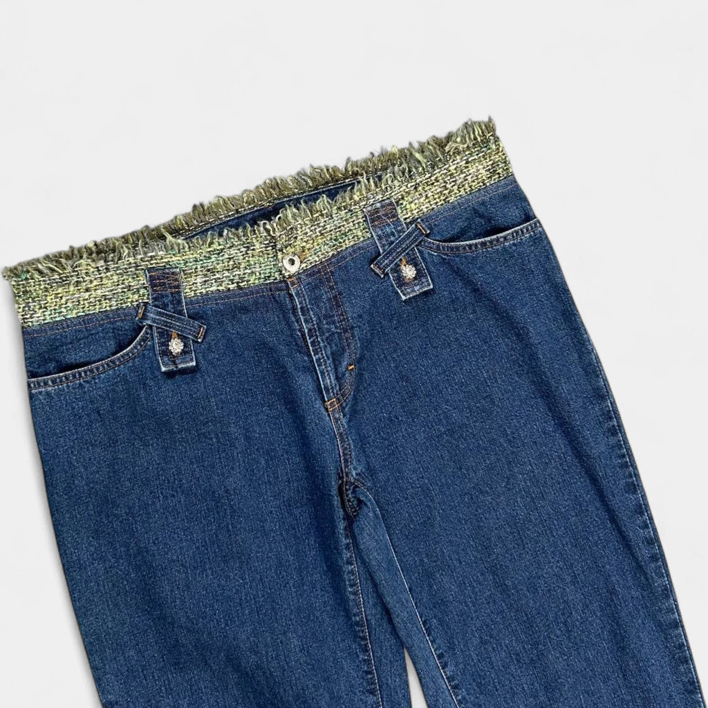 Dolce & Gabbana Green Tweed Denim Pants