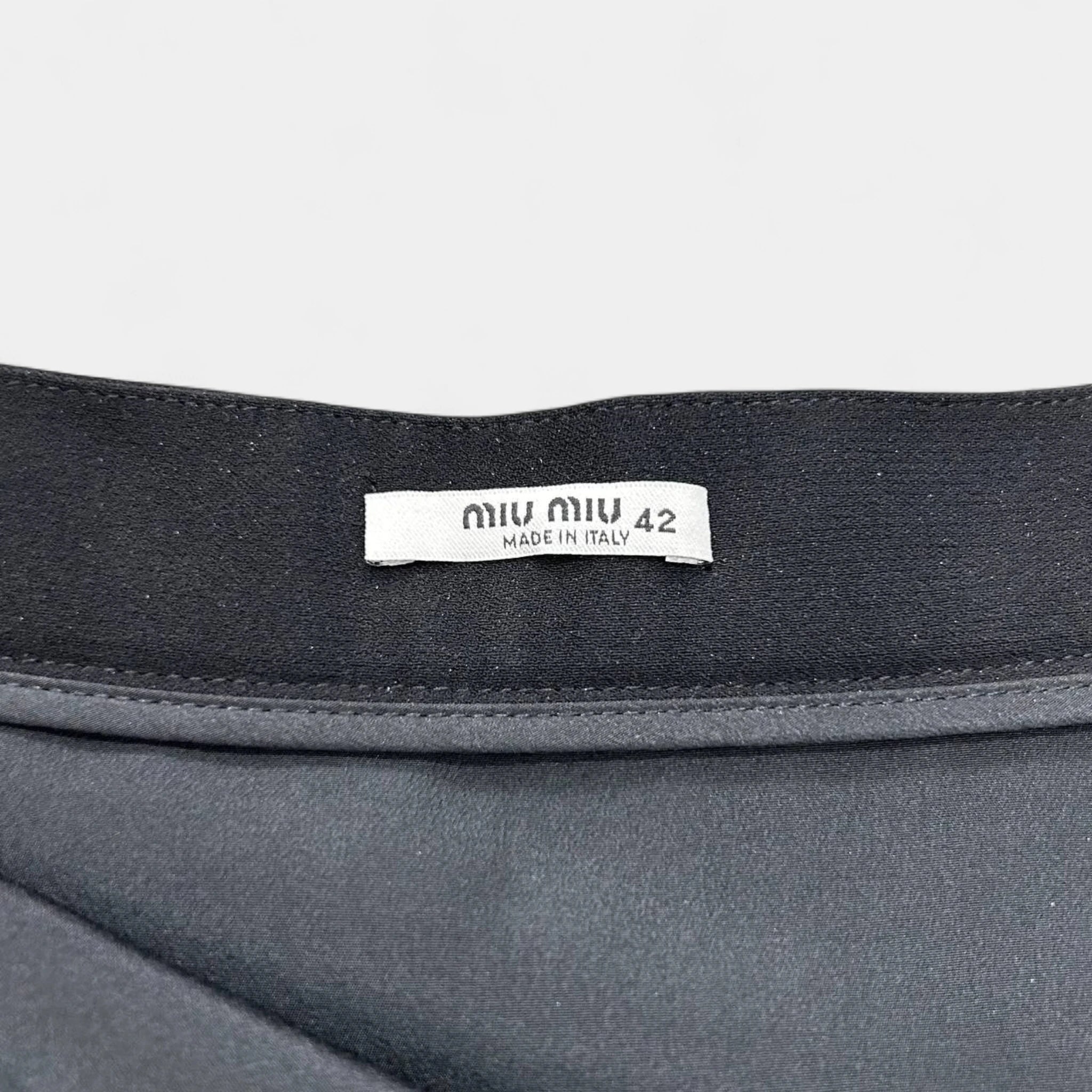 Miu Miu Nylon Black Skirt with Bow Detail