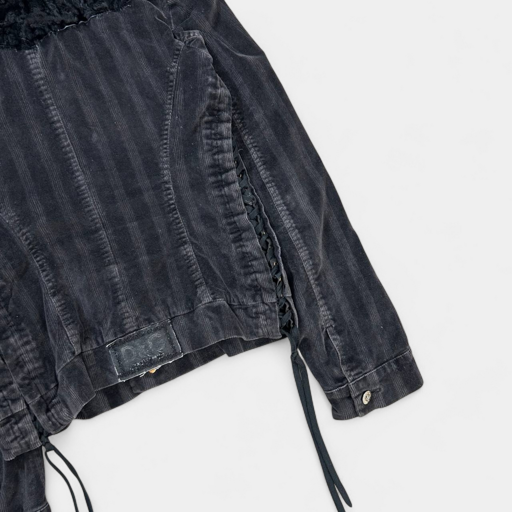 Dolce & Gabbana Black Corduroy Trucker Denim Jacket