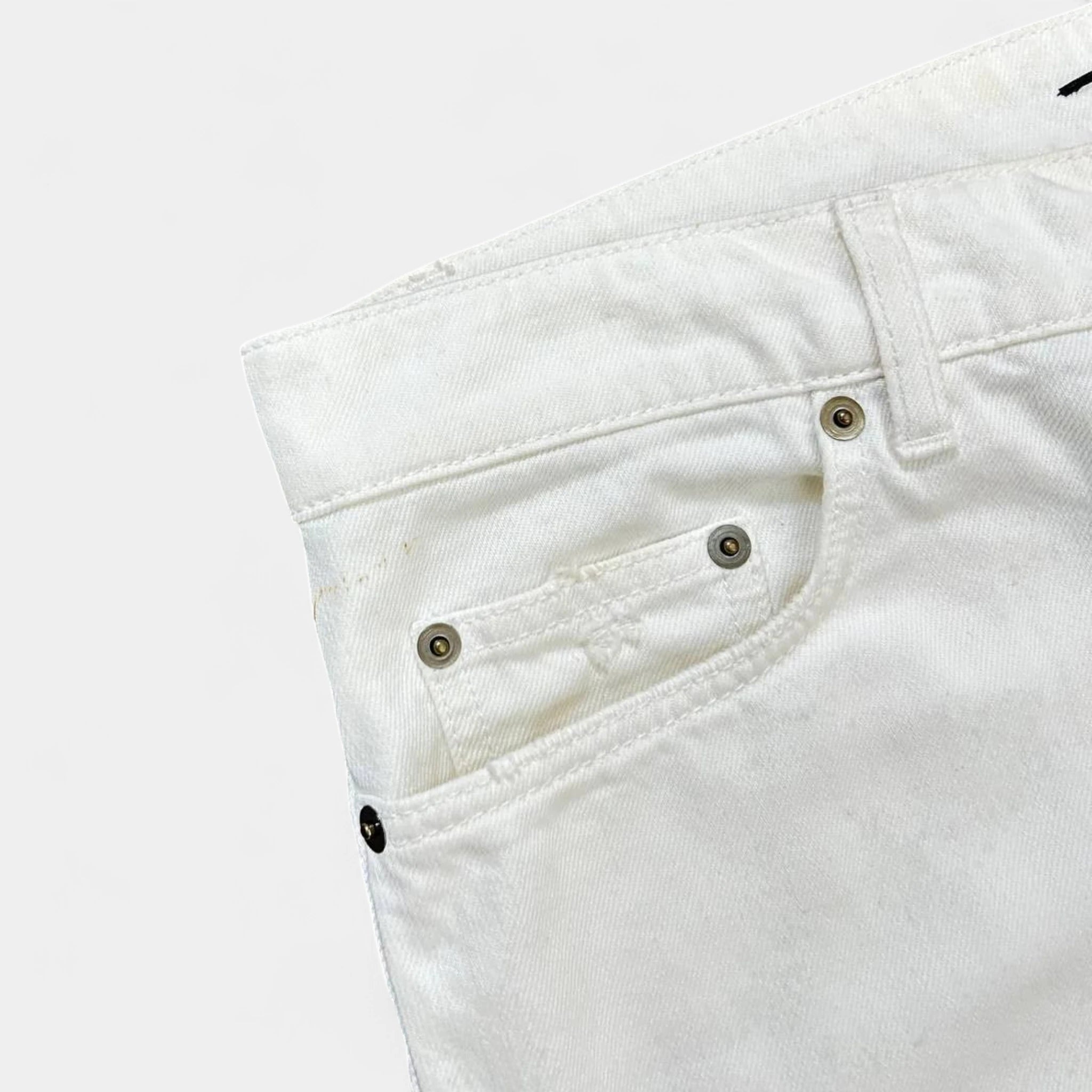 Saint Laurent D10 2016 Distressed White Skinny Jeans